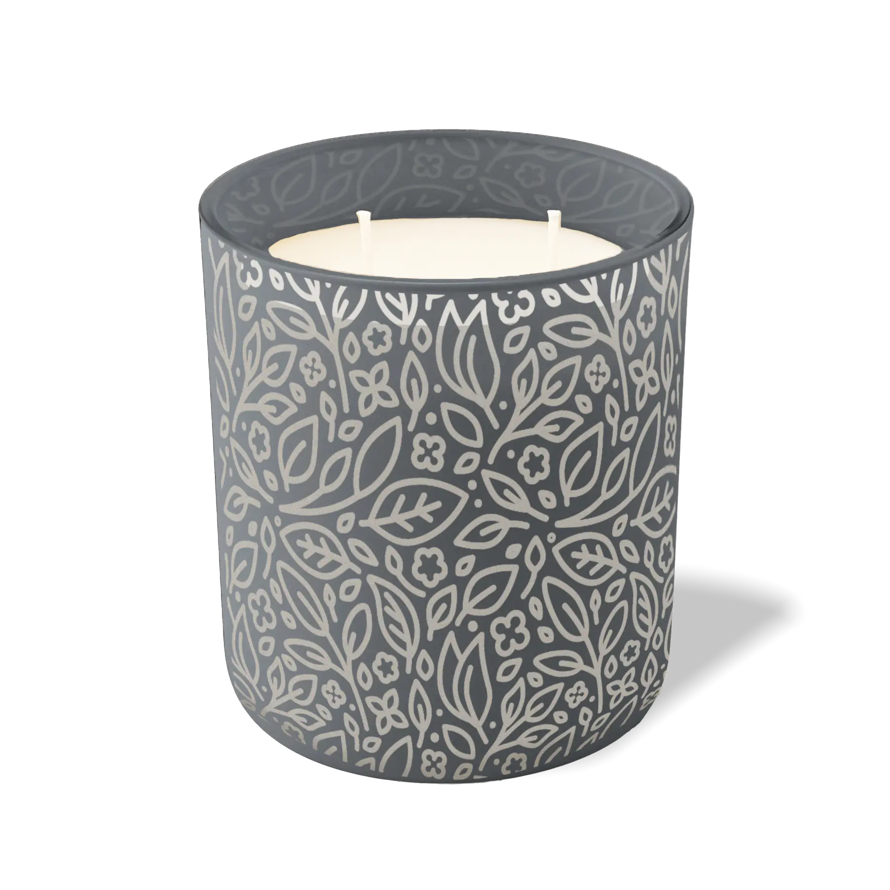 Custom Etched Floral - 12 oz Candle Graphite