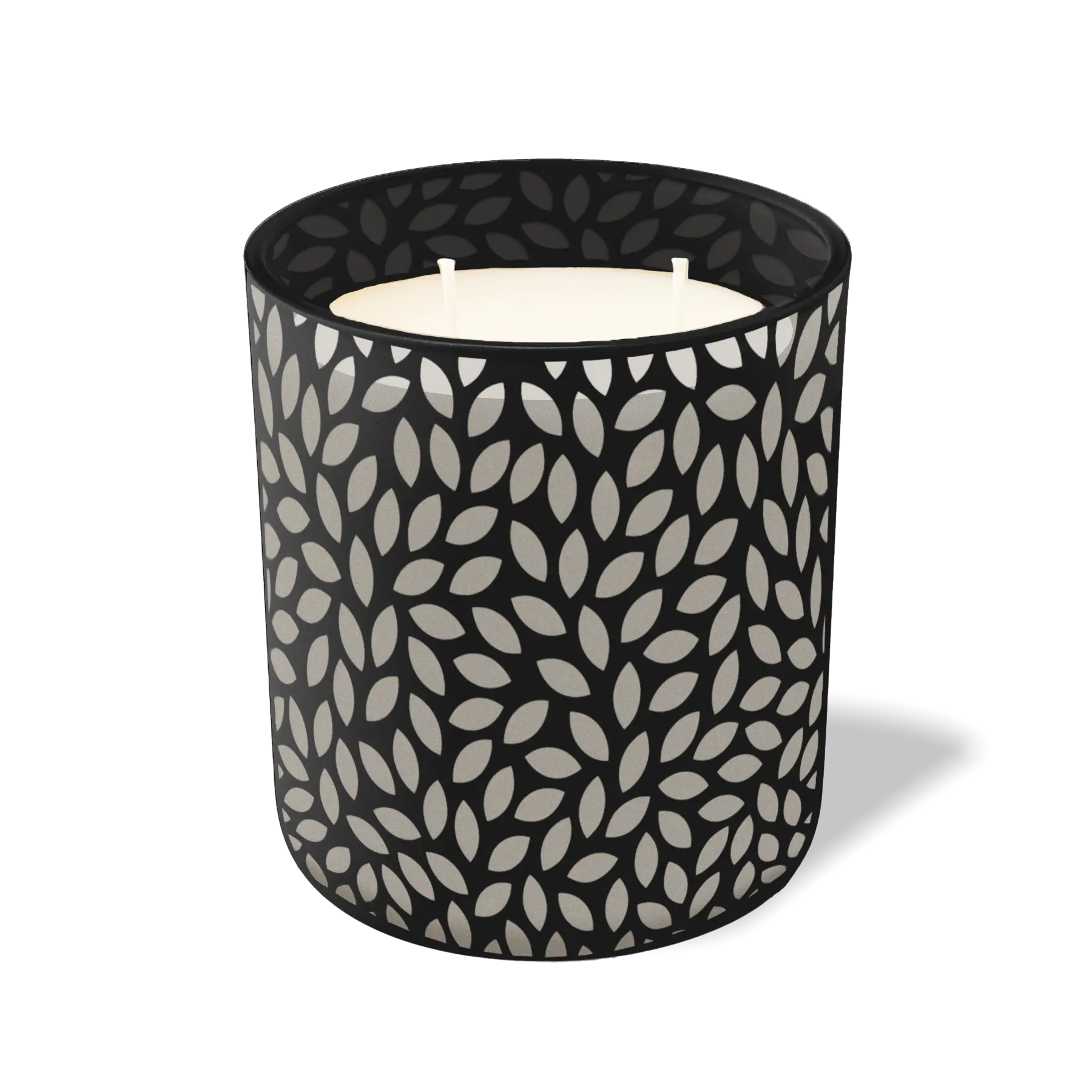 Custom Etched Leafy - 12 oz Candle Black