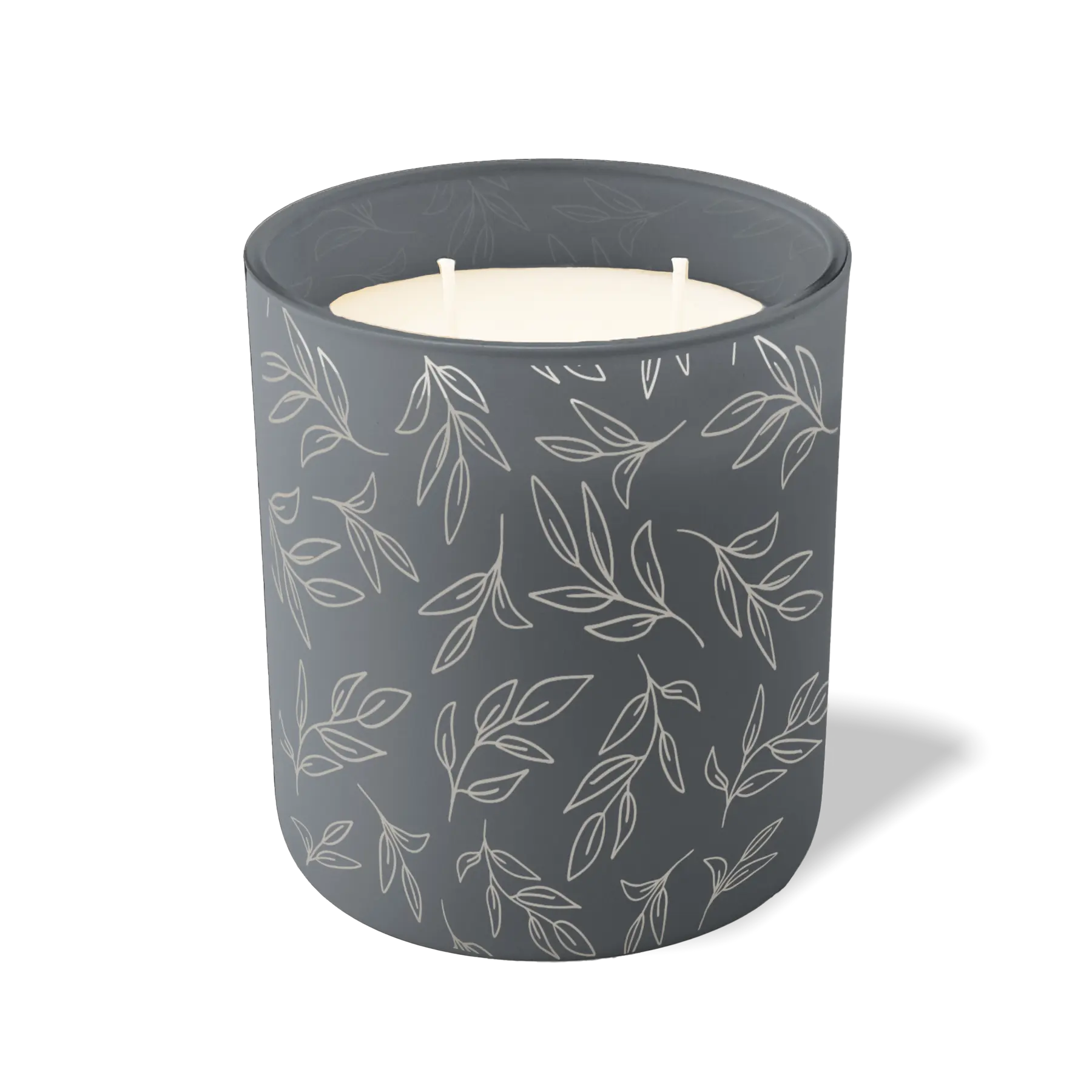 Custom Etched Leafy Branch - 12 oz Candle Graphite