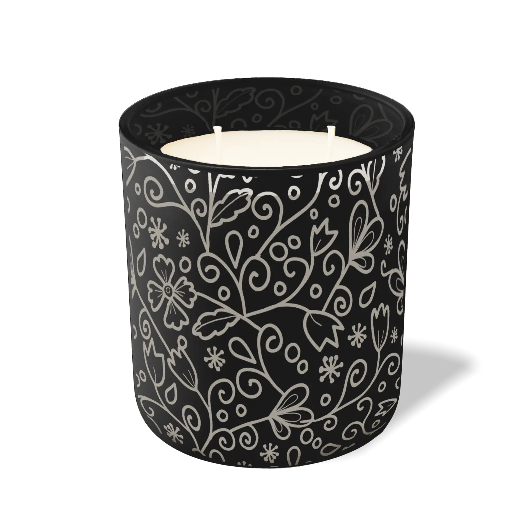 Custom Etched Paisley - 12 oz Candle Black