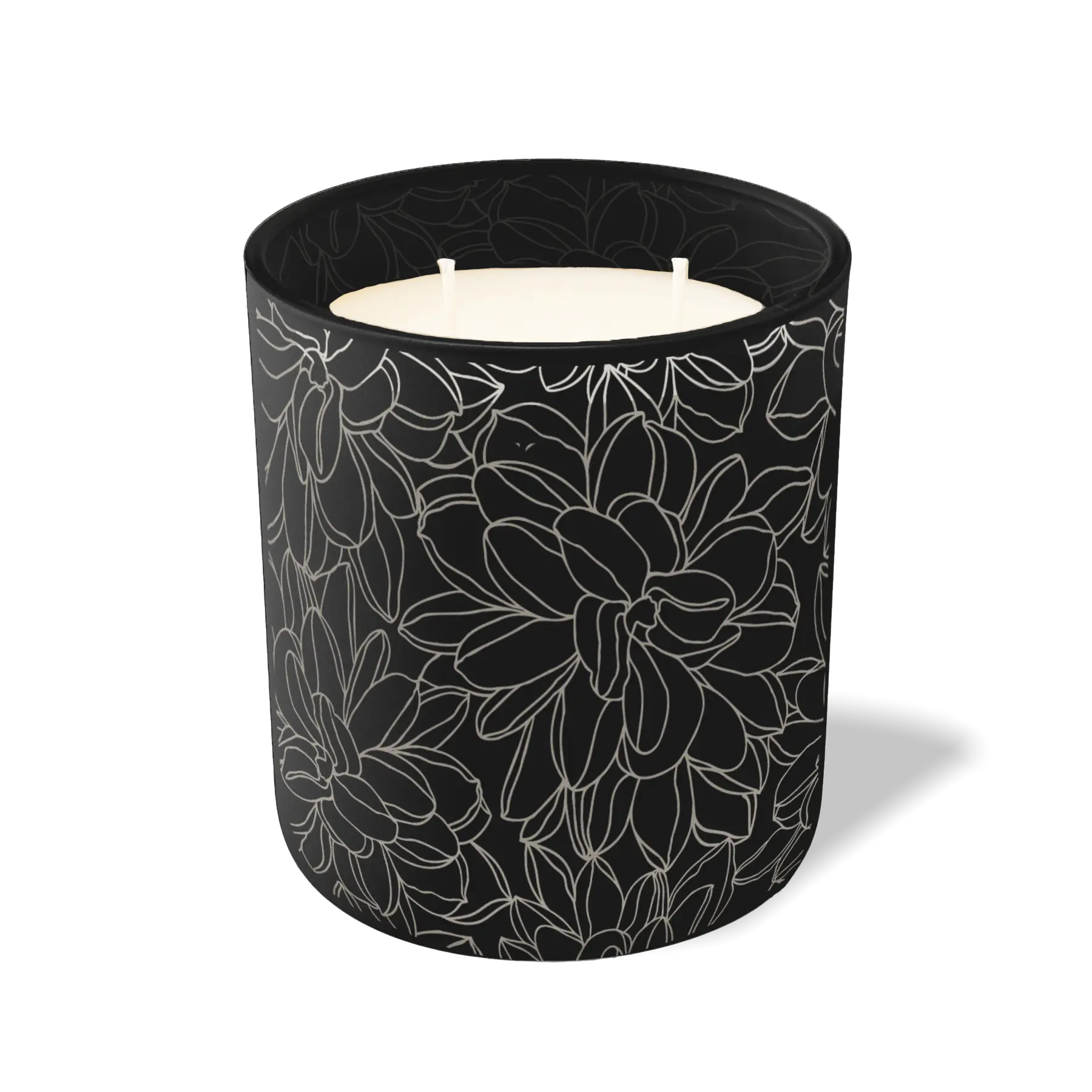 Custom Etched Lotus - 12 oz Candle Black
