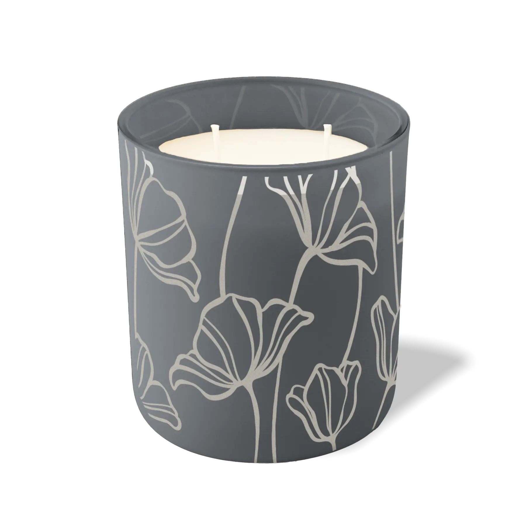 Custom Etched Oversized Flowers - 12 oz Candle Graphite