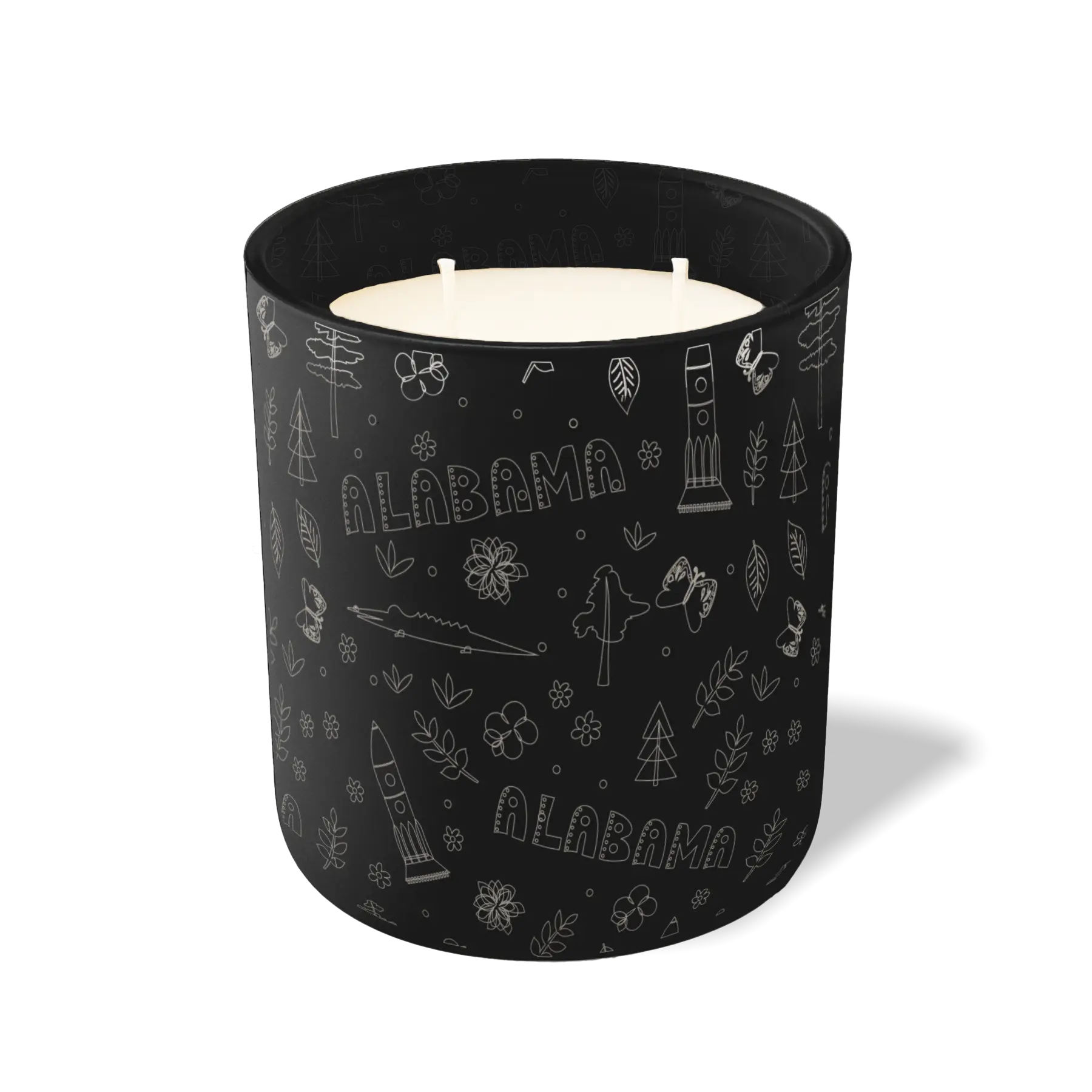 Custom Etched Alabama Sketched - 12 oz Candle Black
