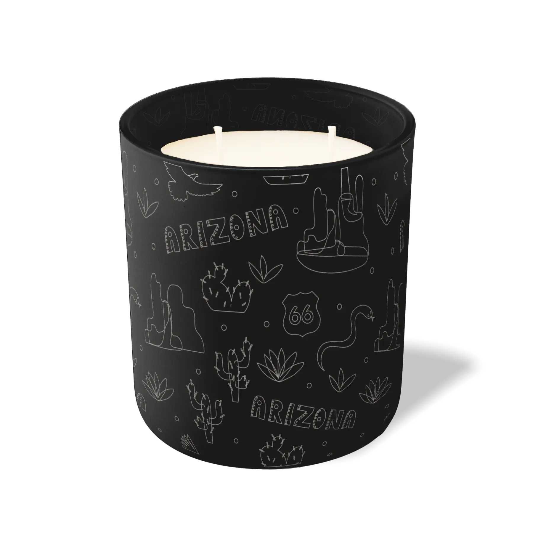Custom Etched Arizona Sketched - 12 oz Candle Black