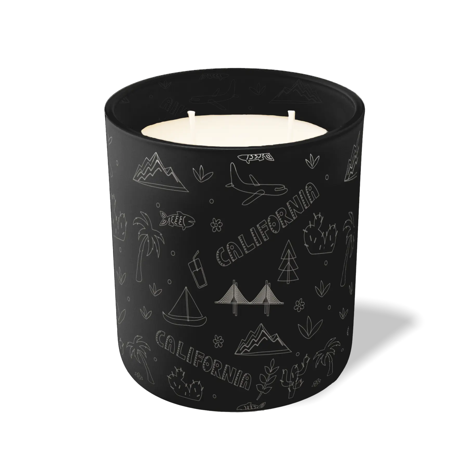 Custom Etched California Sketched - 12 oz Candle Black