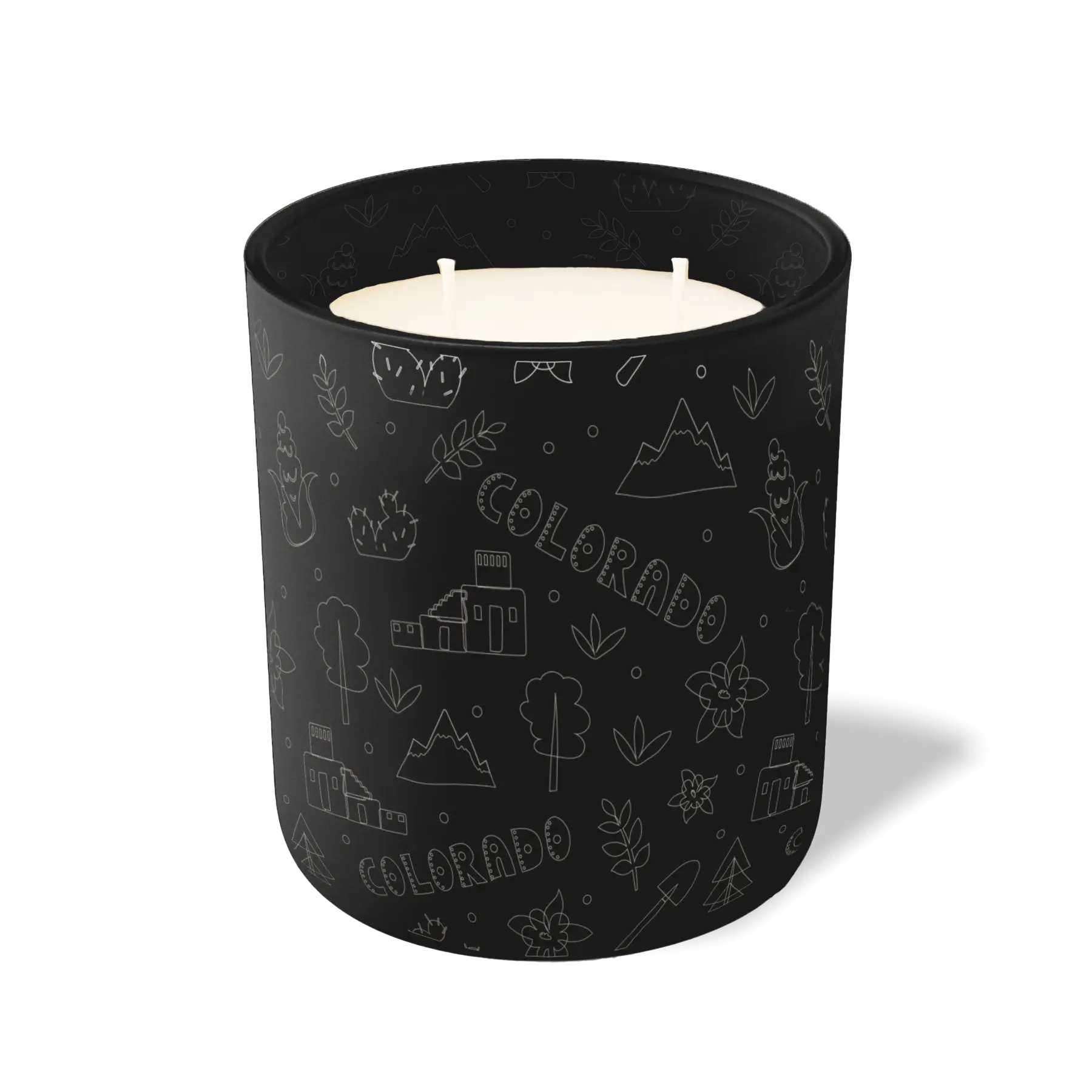 Custom Etched Colorado Sketched - 12 oz Candle Black