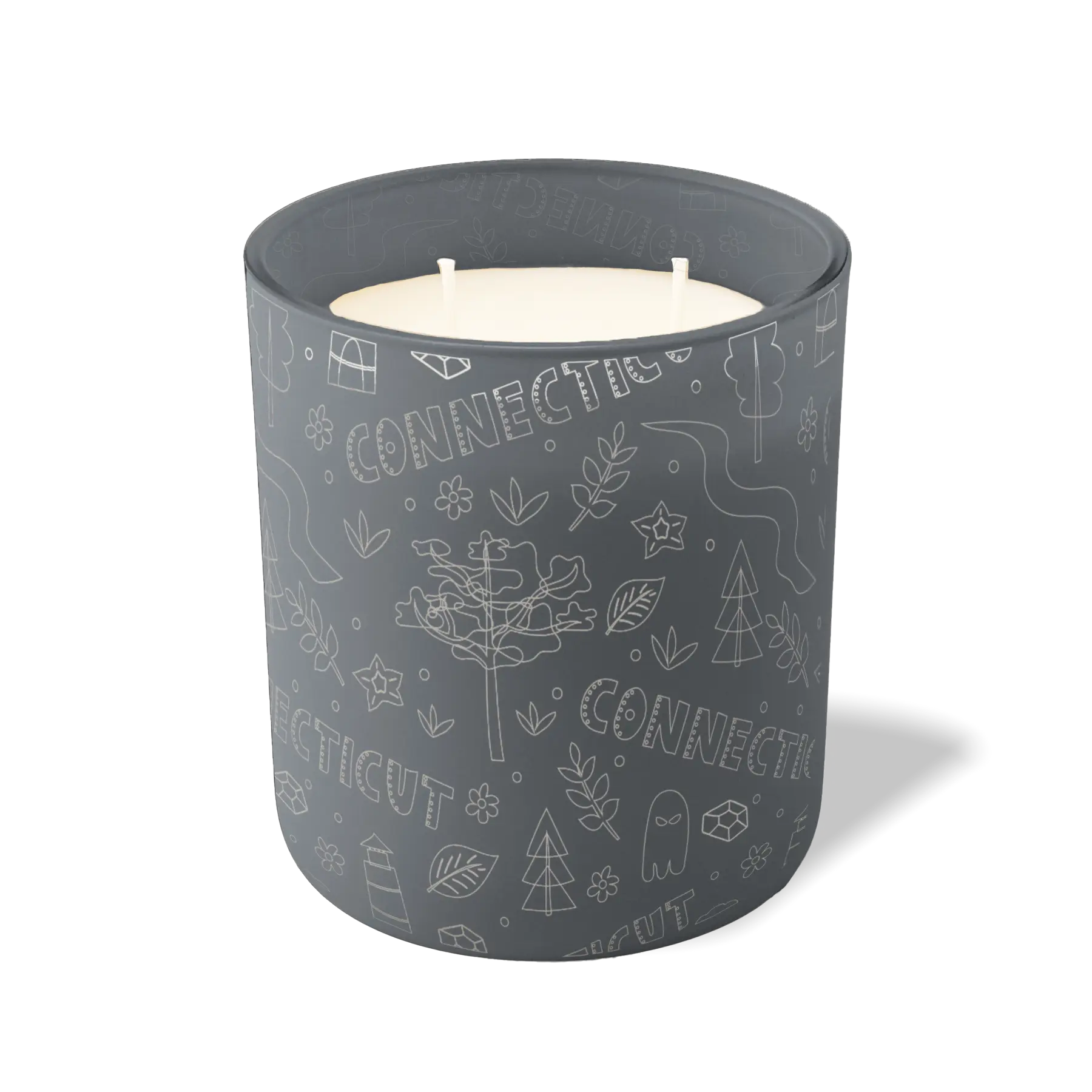 Custom Etched Connecticut Sketched - 12 oz Candle Graphite