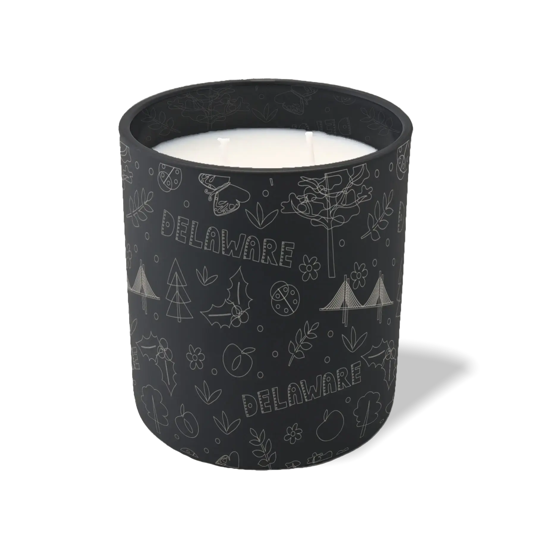 Custom Etched Delaware Sketched - 12 oz Candle Black