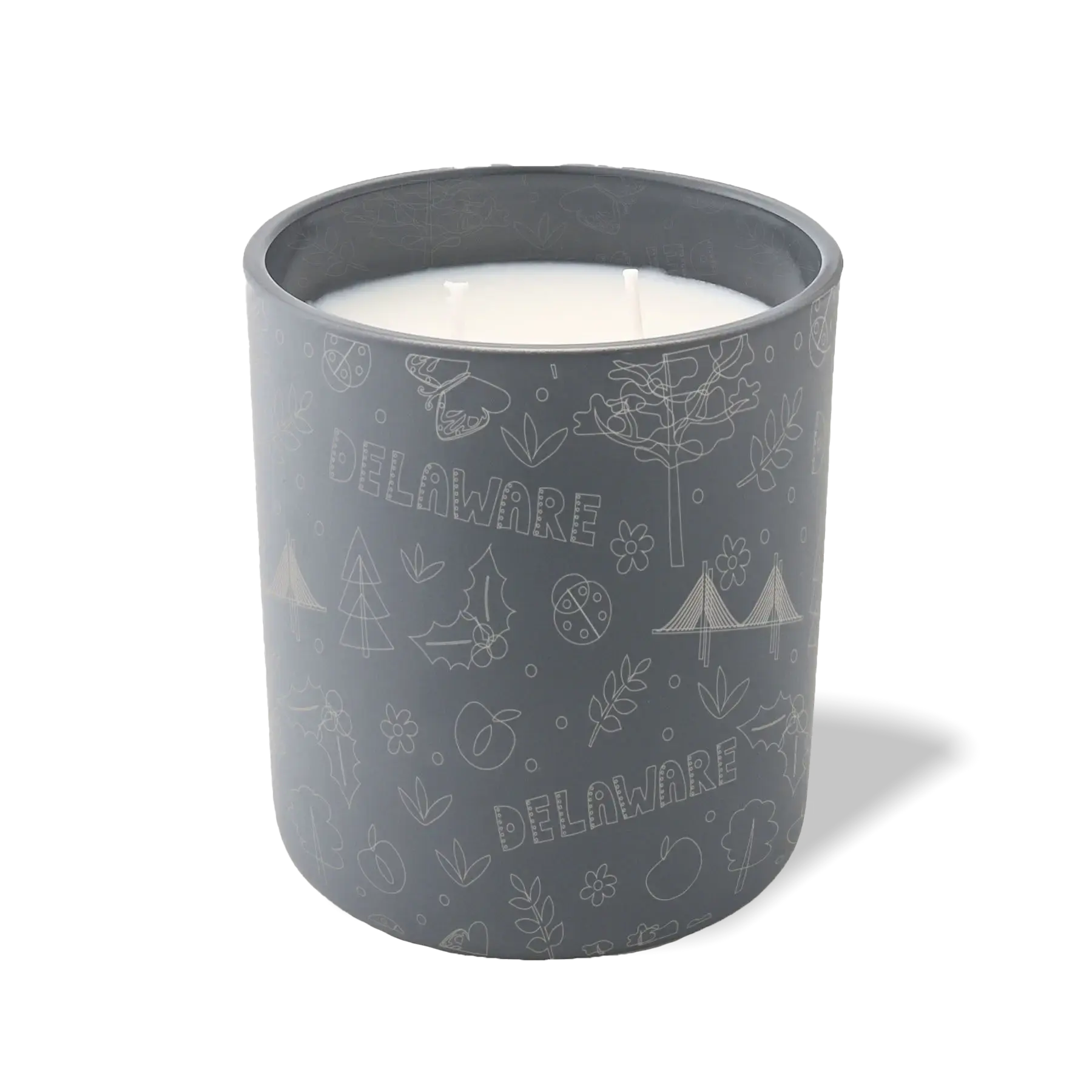 Custom Etched Delaware Sketched - 12 oz Candle Graphite