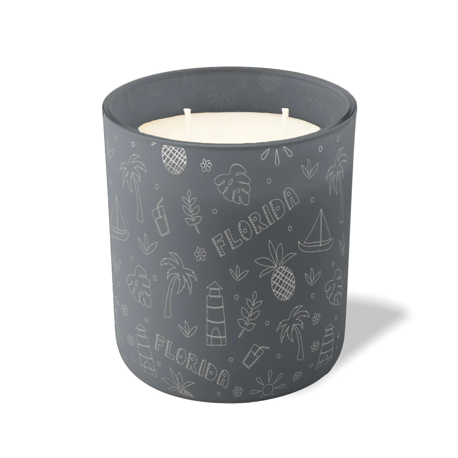 Custom Etched Florida Sketched - 12 oz Candle Graphite