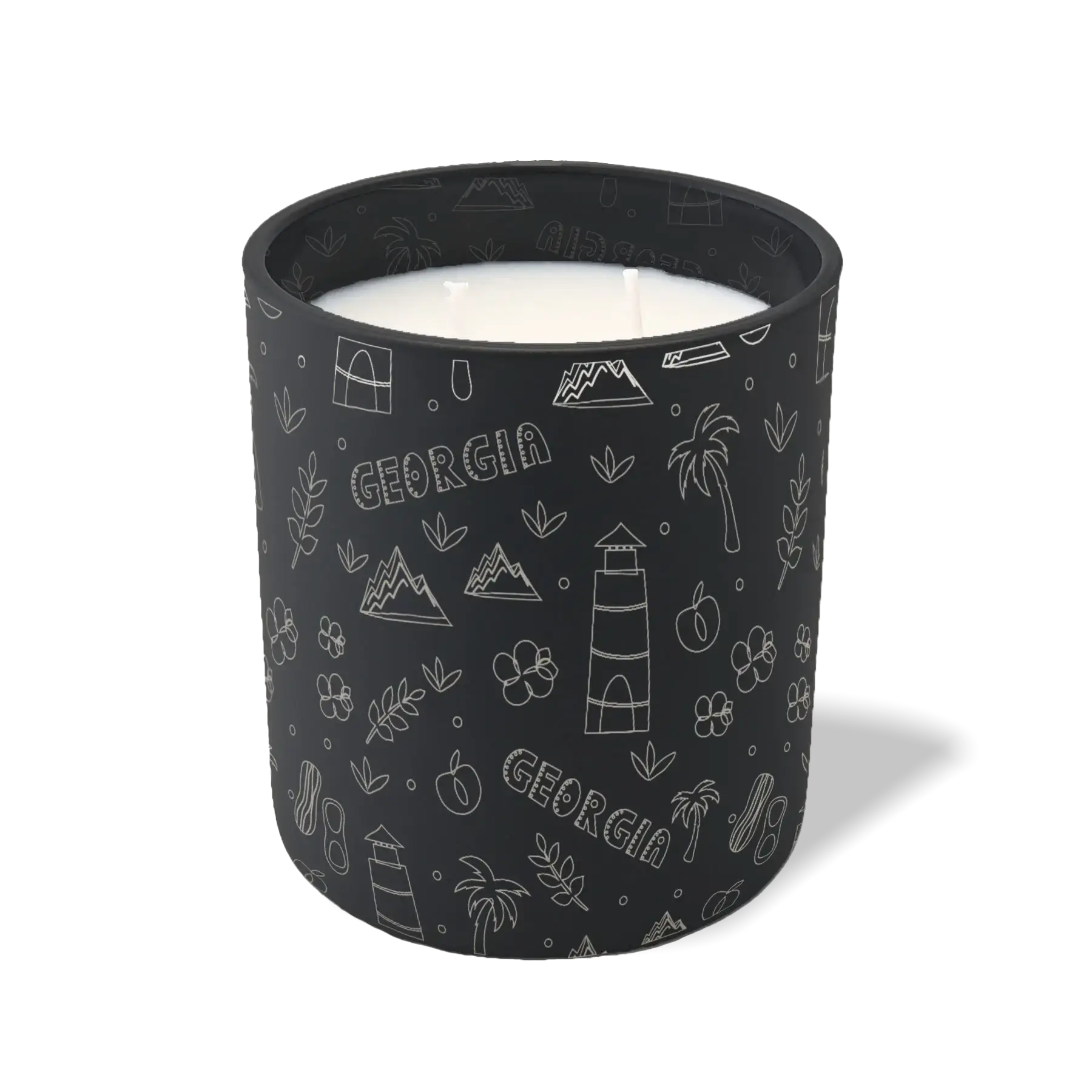 Custom Etched Georgia Sketched - 12 oz Candle Black