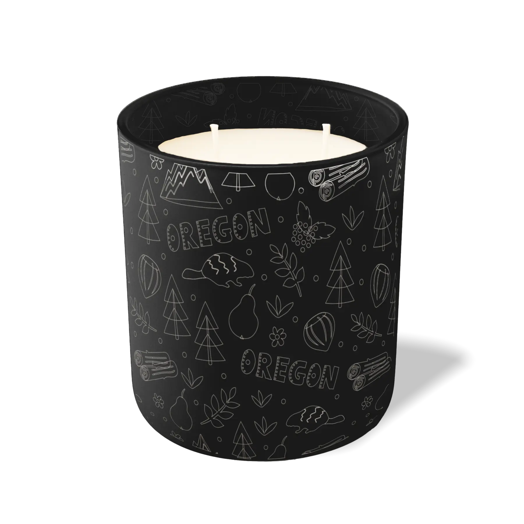Custom Etched Oregon Sketched - 12 oz Candle Black