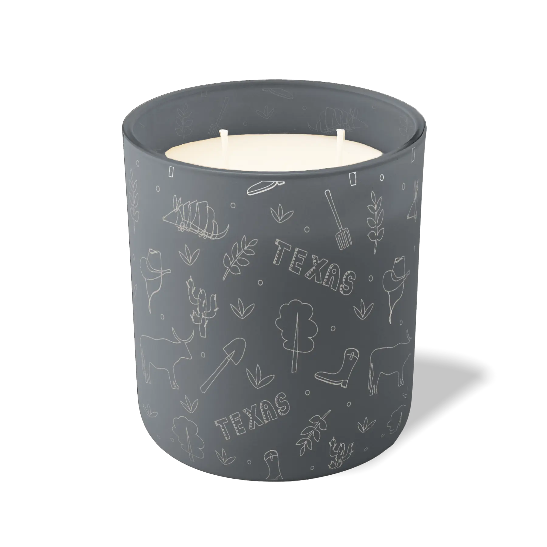 Custom Etched Texas Sketched - 12 oz Candle Graphite