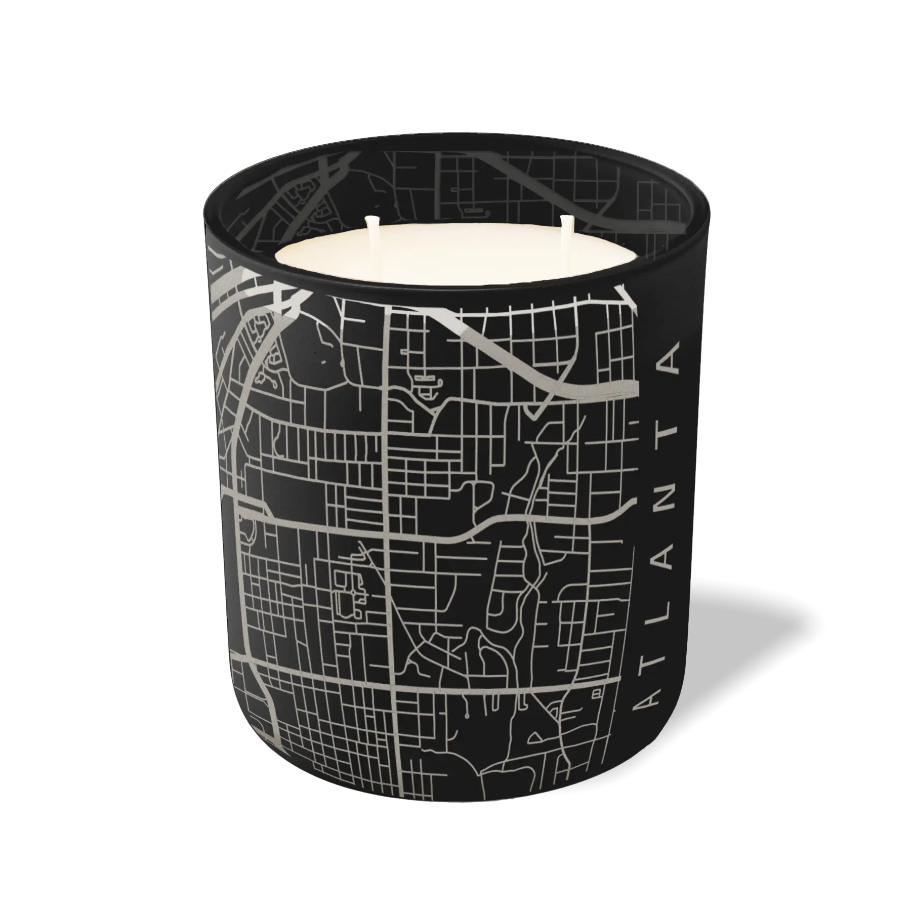Custom Etched Atlanta Map - 12 oz Candle Black