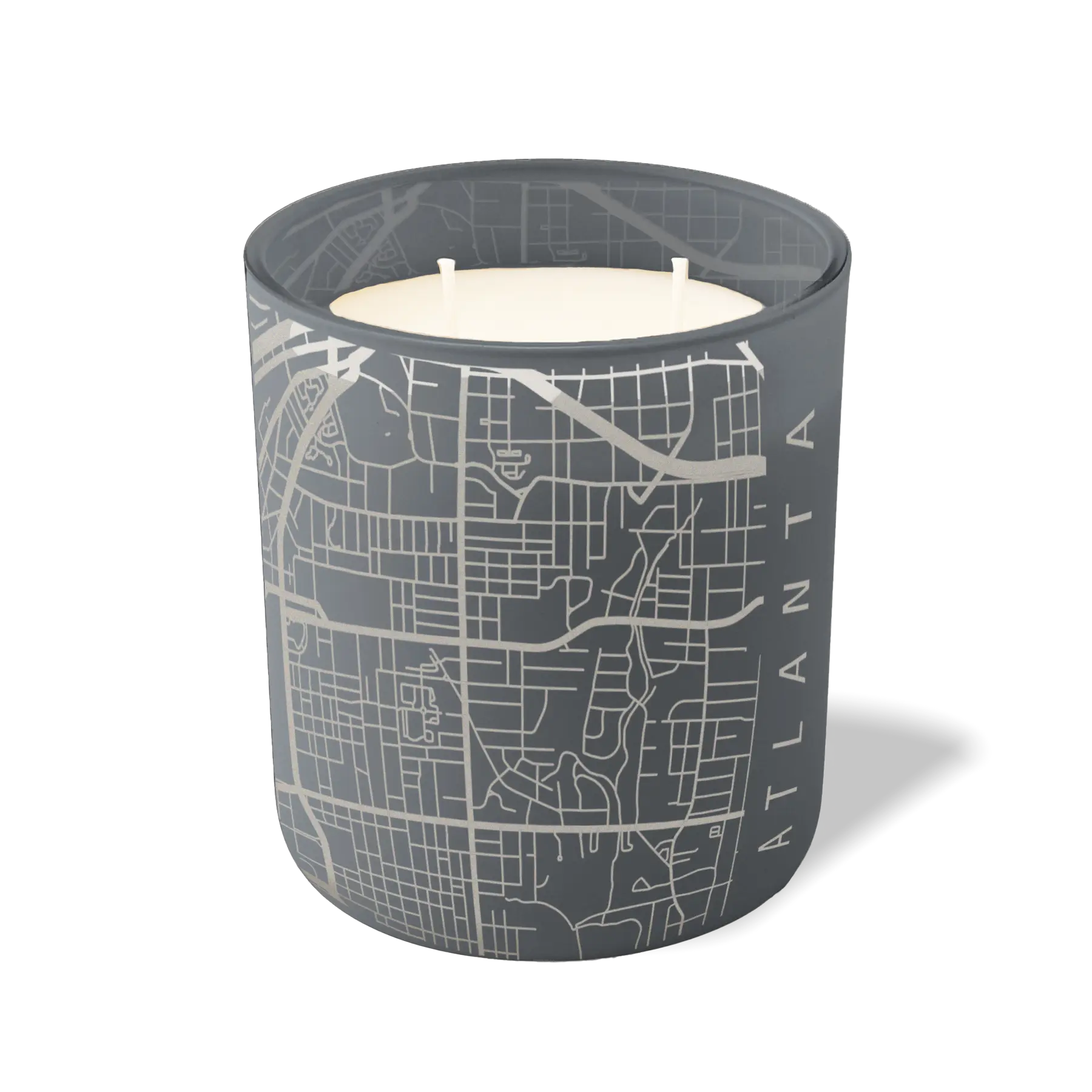 Custom Etched Atlanta Map - 12 oz Candle Graphite