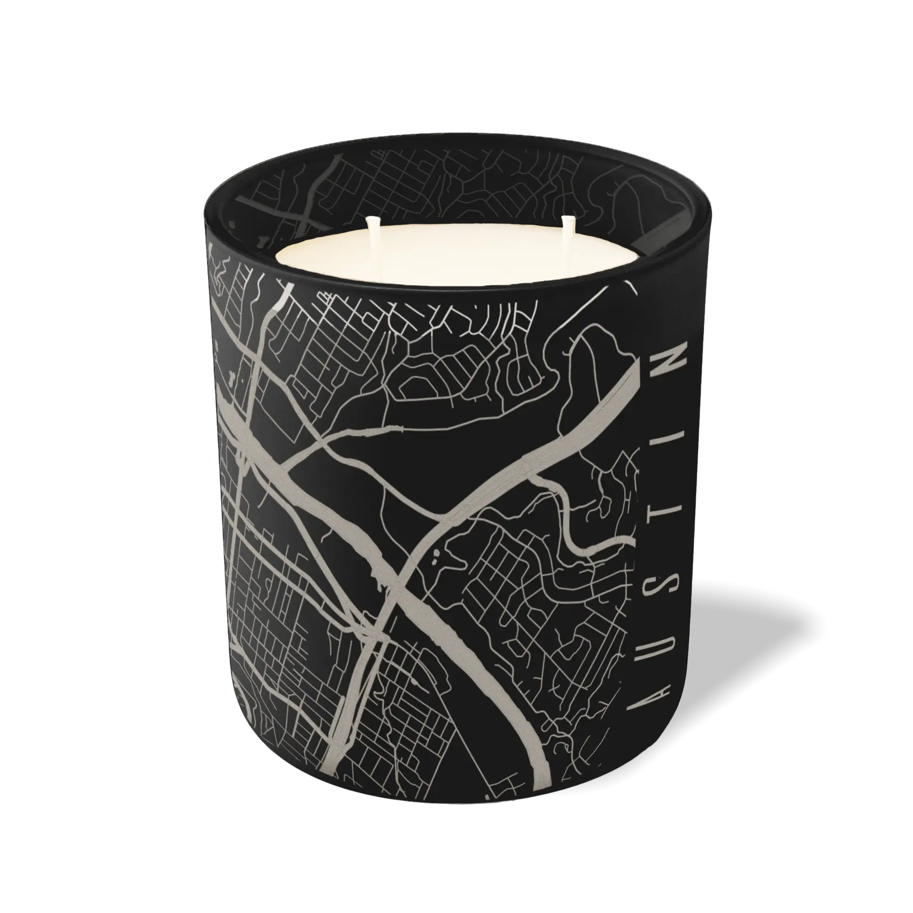 Custom Etched Austin Map - 12 oz Candle Black