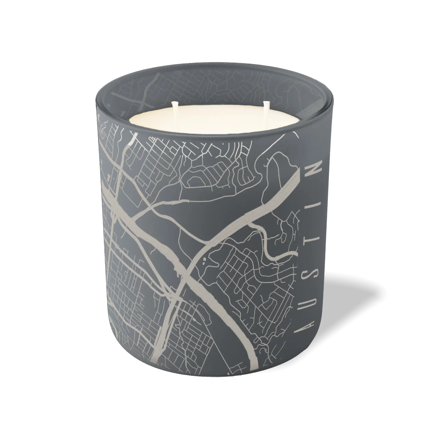 Custom Etched Austin Map - 12 oz Candle Graphite