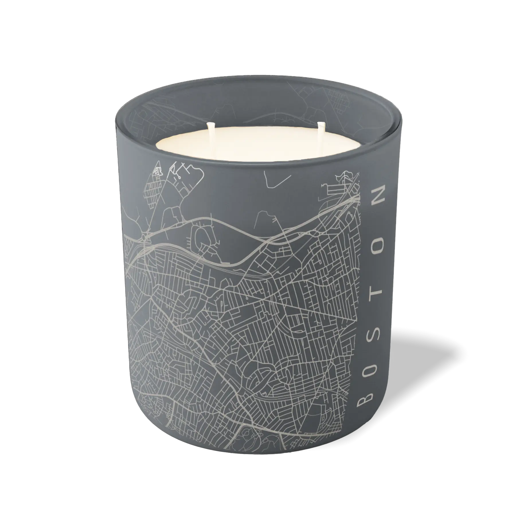 Custom Etched Boston Map - 12 oz Candle Graphite
