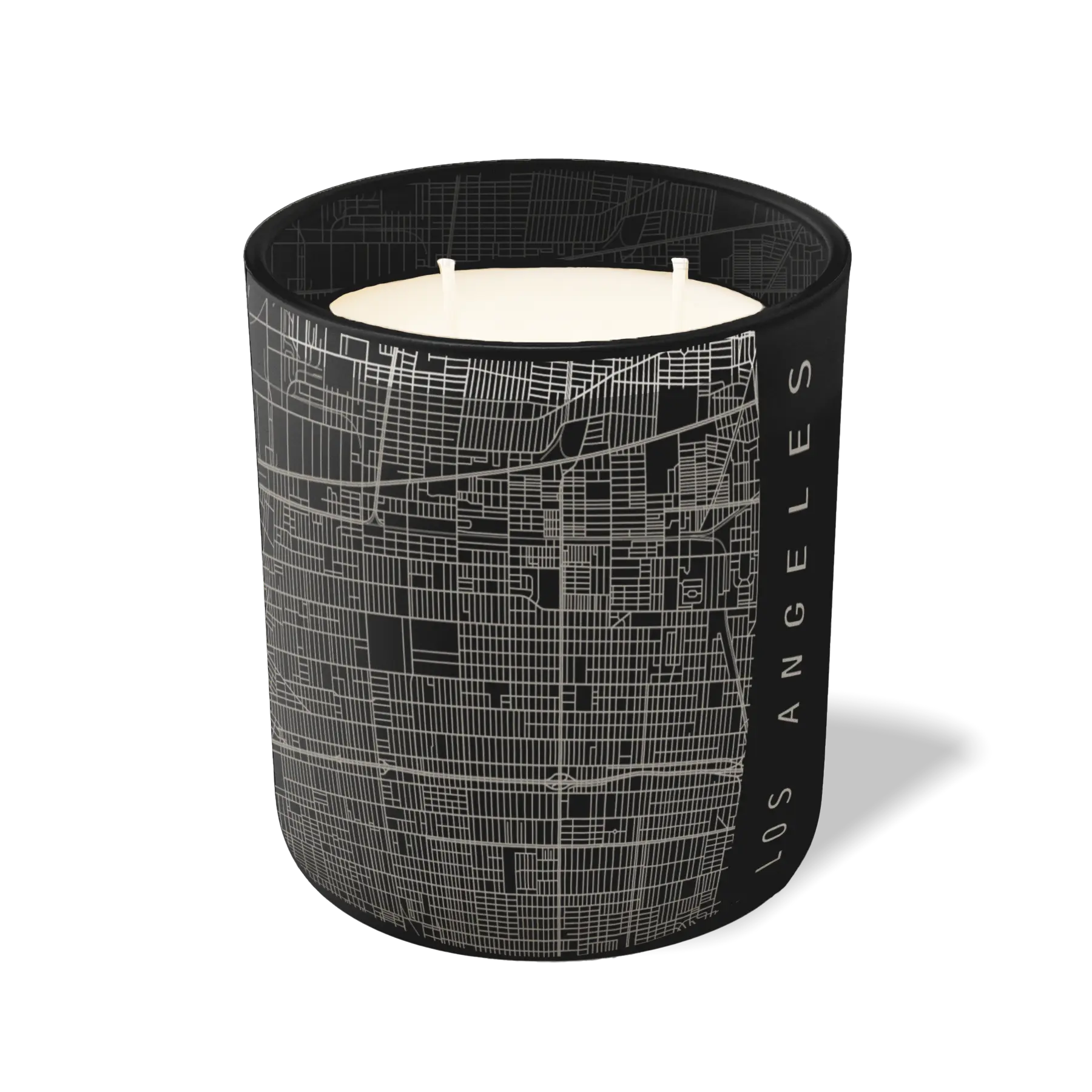 Custom Etched Los Angeles Map - 12 oz Candle Black