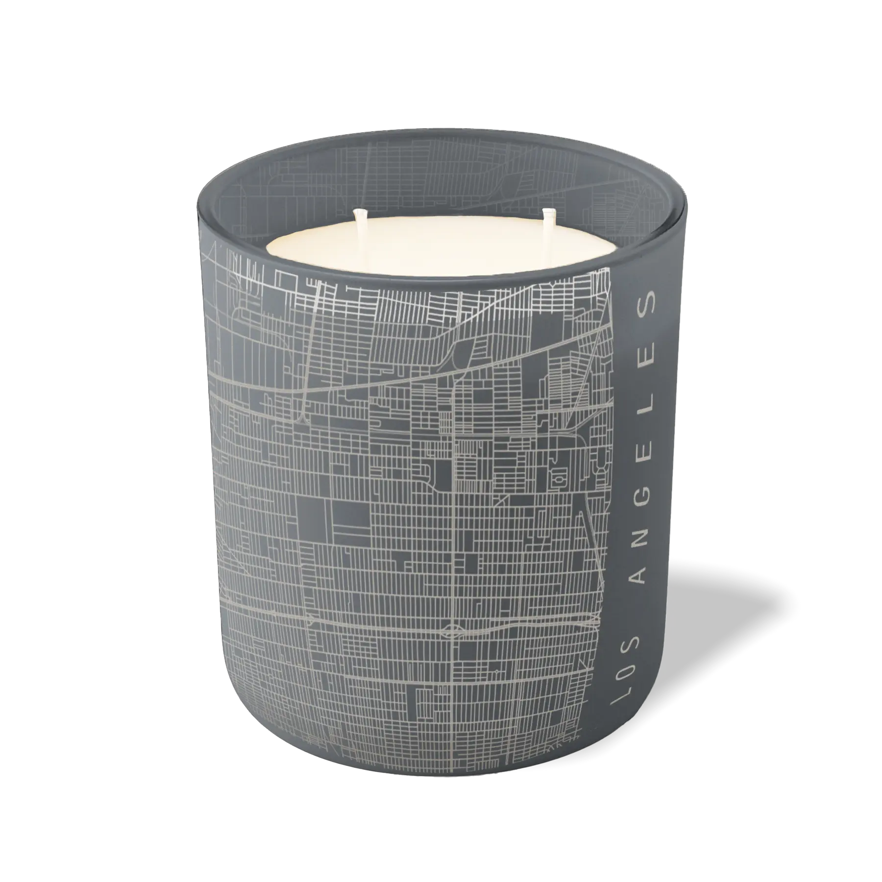 Custom Etched Los Angeles Map - 12 oz Candle Graphite