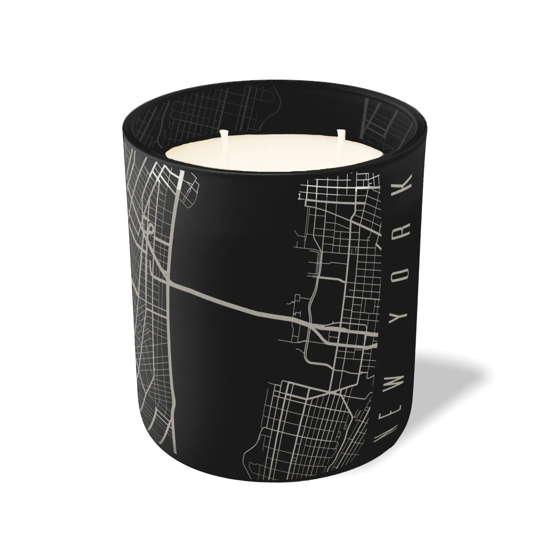 Custom Etched New York City Map - 12 oz Candle Black