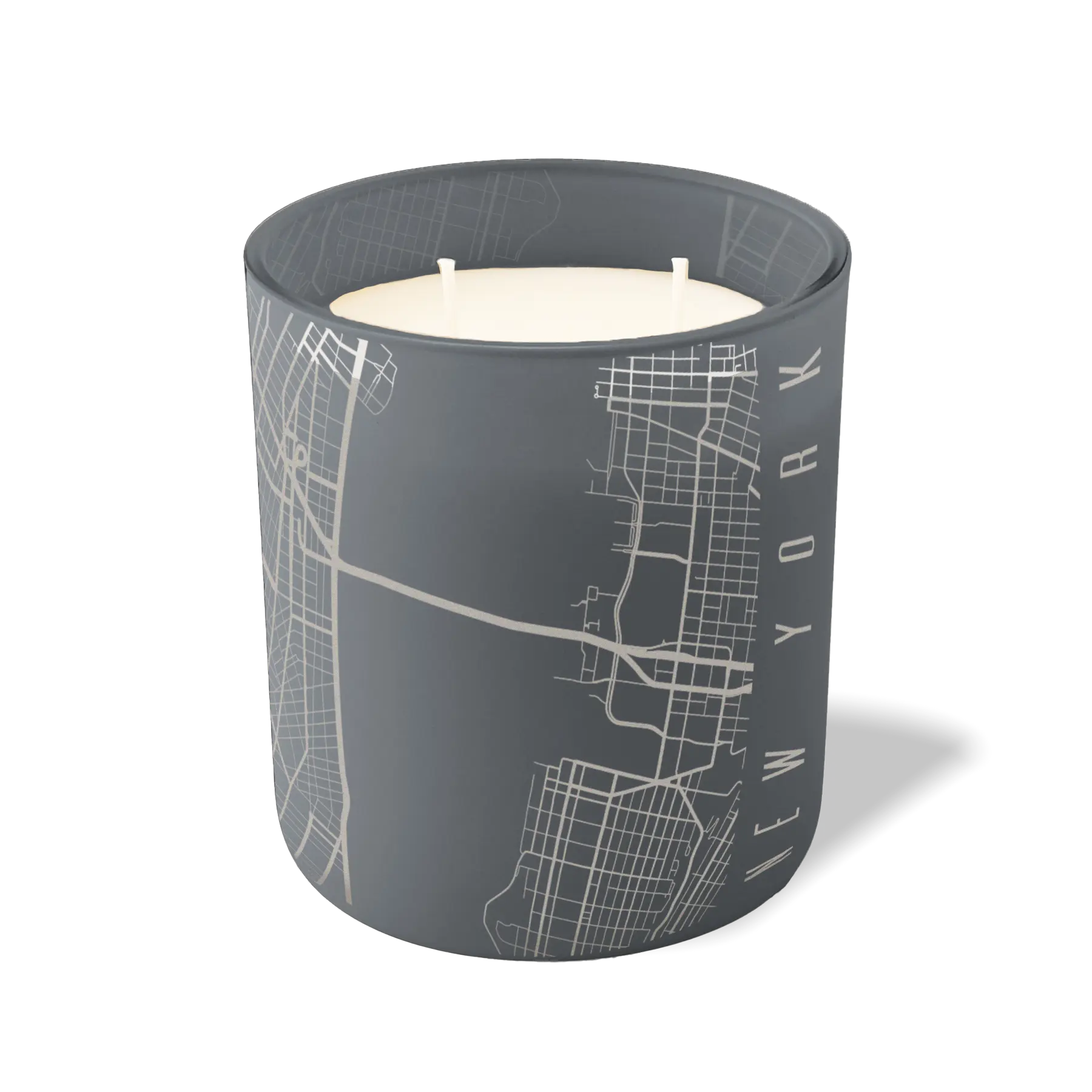 Custom Etched New York City Map - 12 oz Candle Graphite