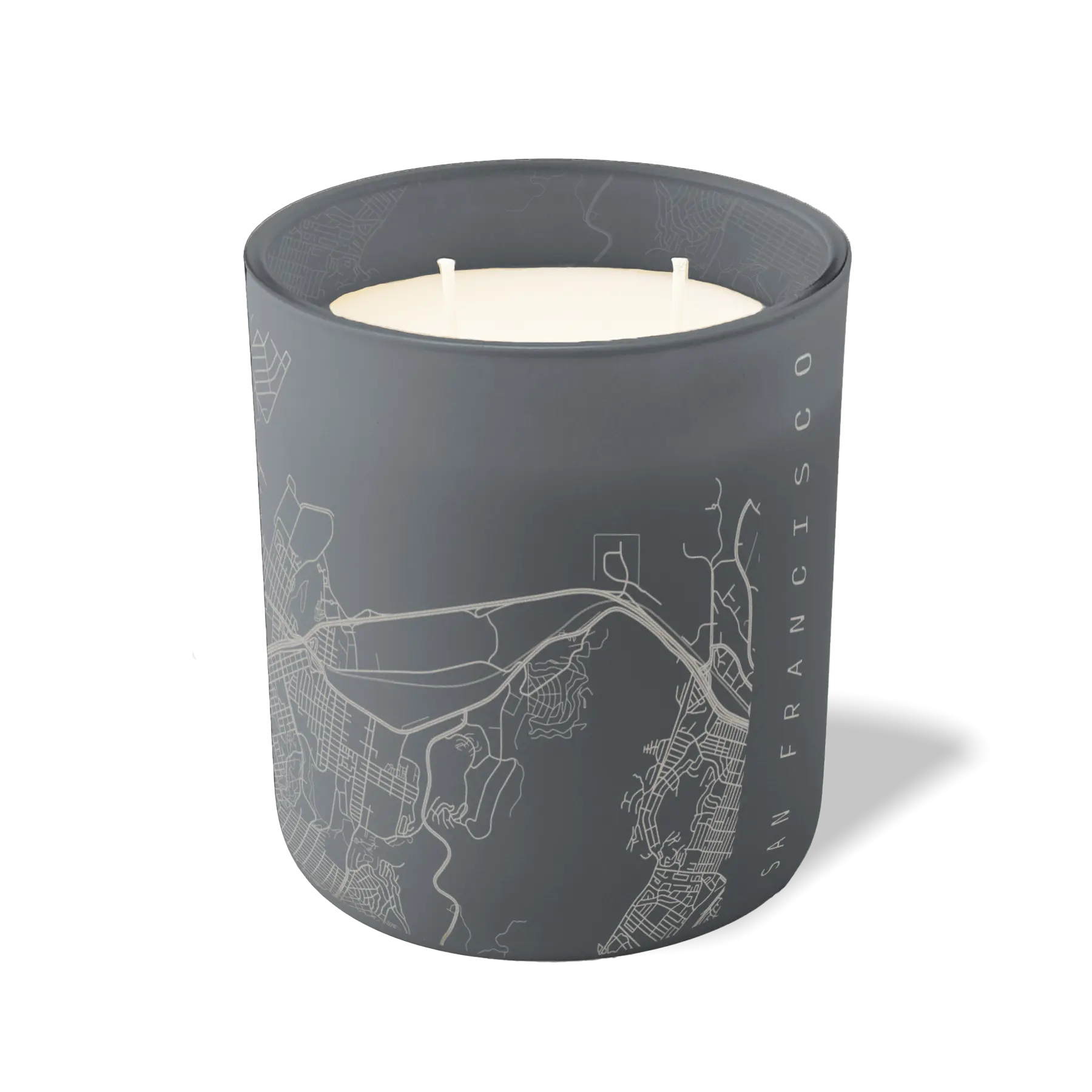 Custom Etched San Francisco Map - 12 oz Candle Graphite