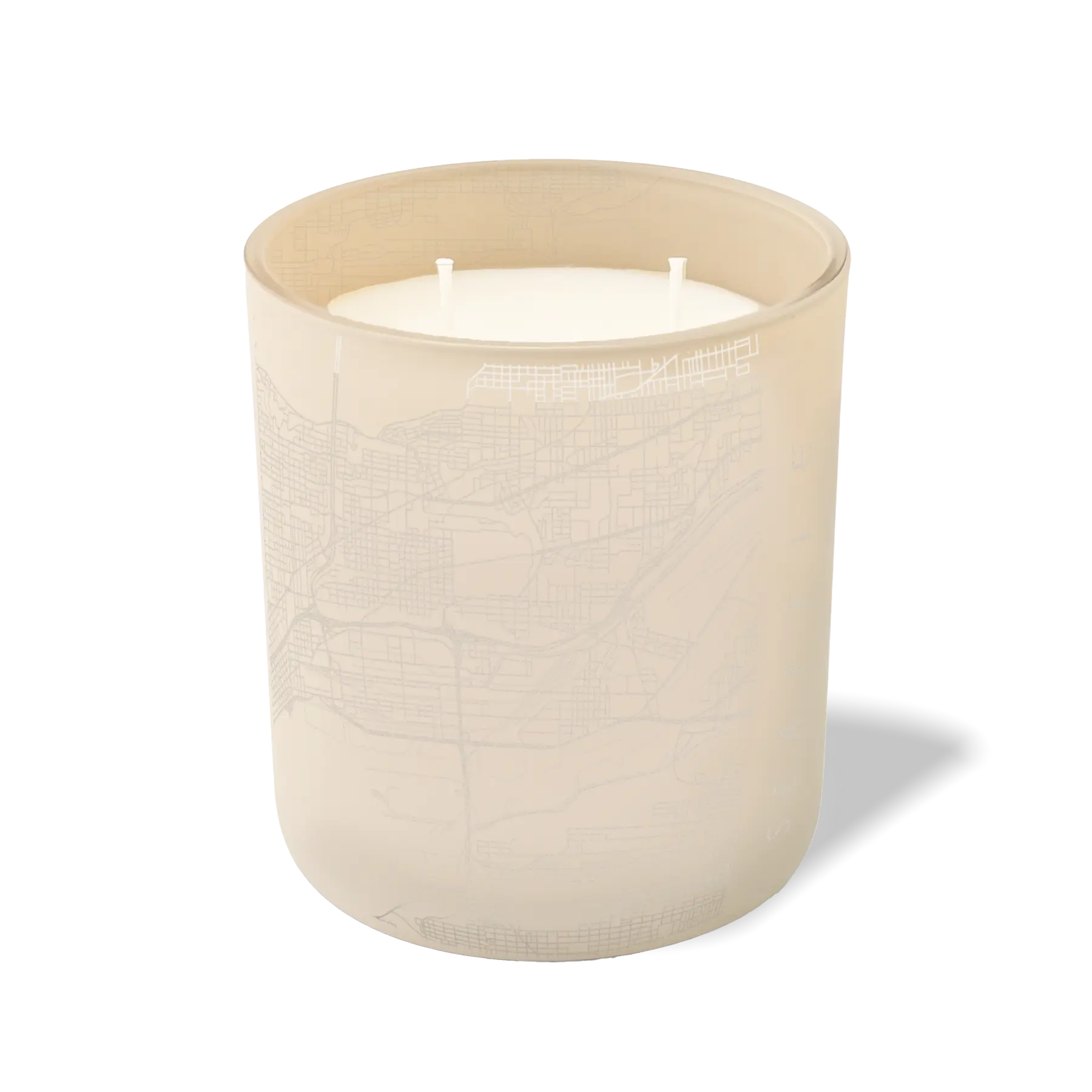 Custom Etched Seattle Map - 12 oz Candle Sand