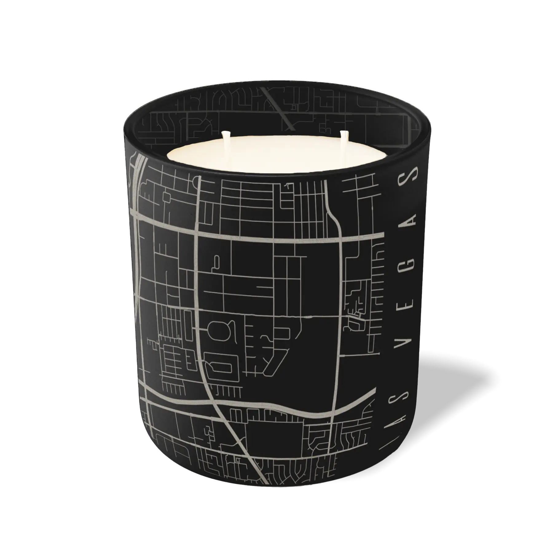 Custom Etched Las Vegas Map - 12 oz Candle Black
