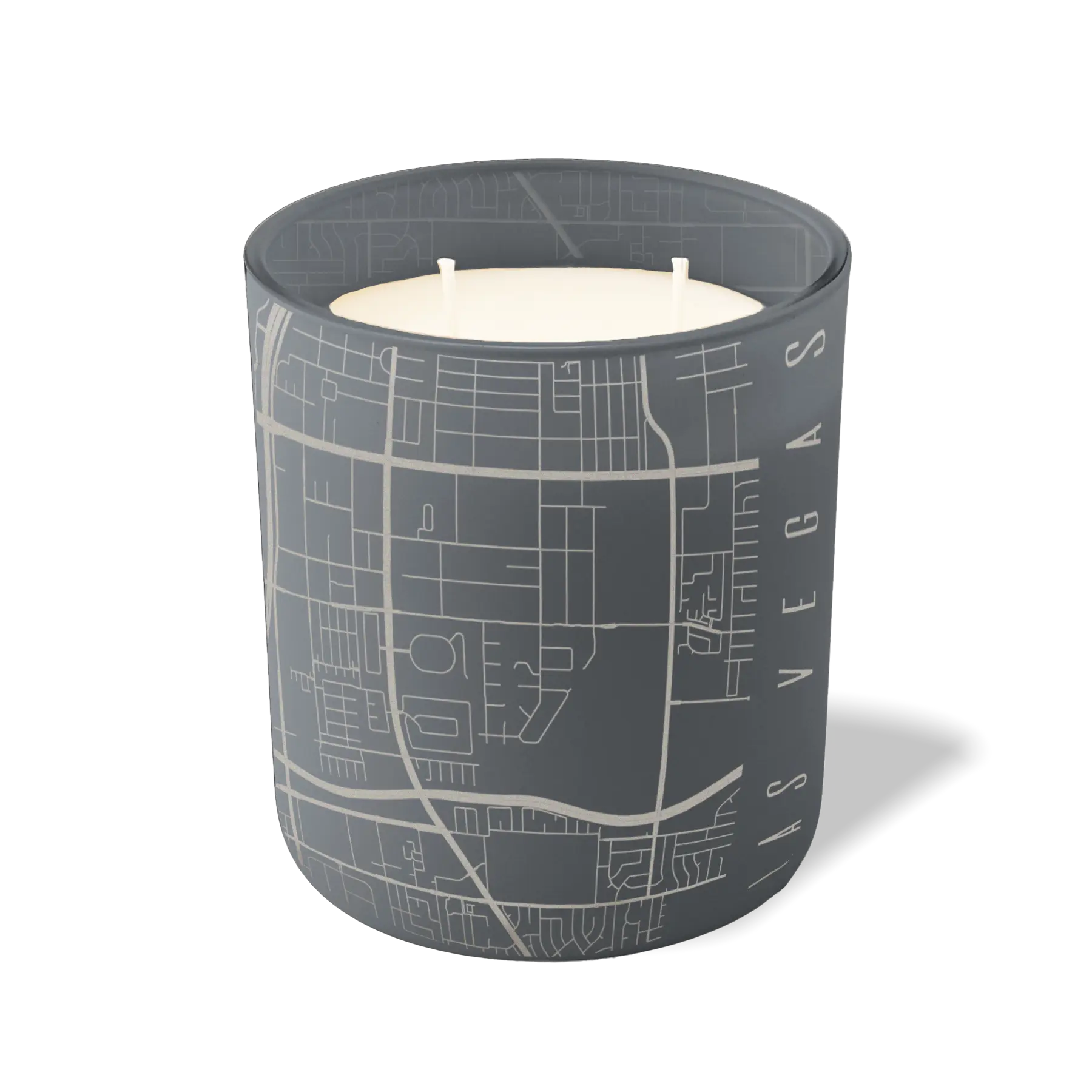 Custom Etched Las Vegas Map - 12 oz Candle Graphite