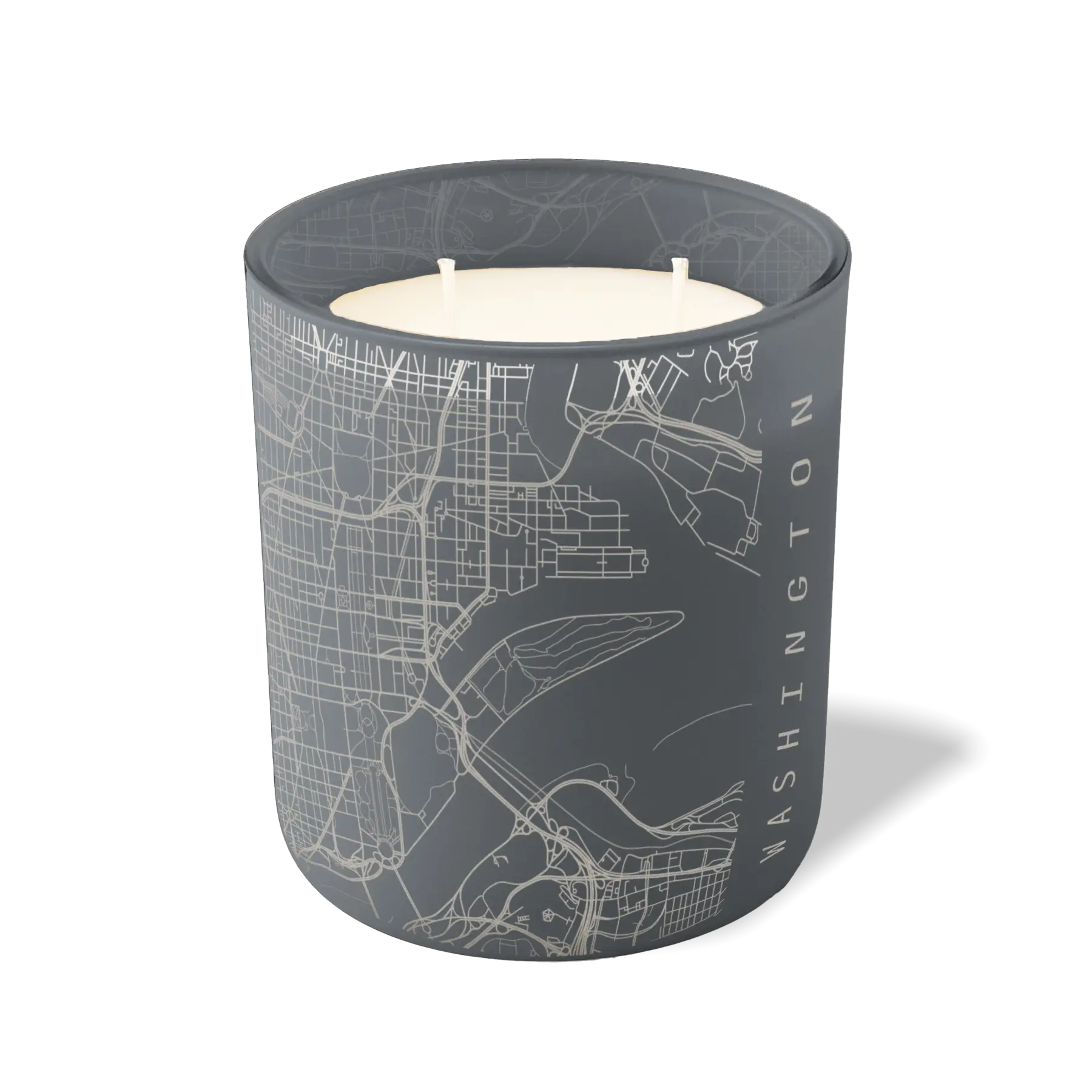 Custom Etched Washington DC Map - 12 oz Candle Graphite