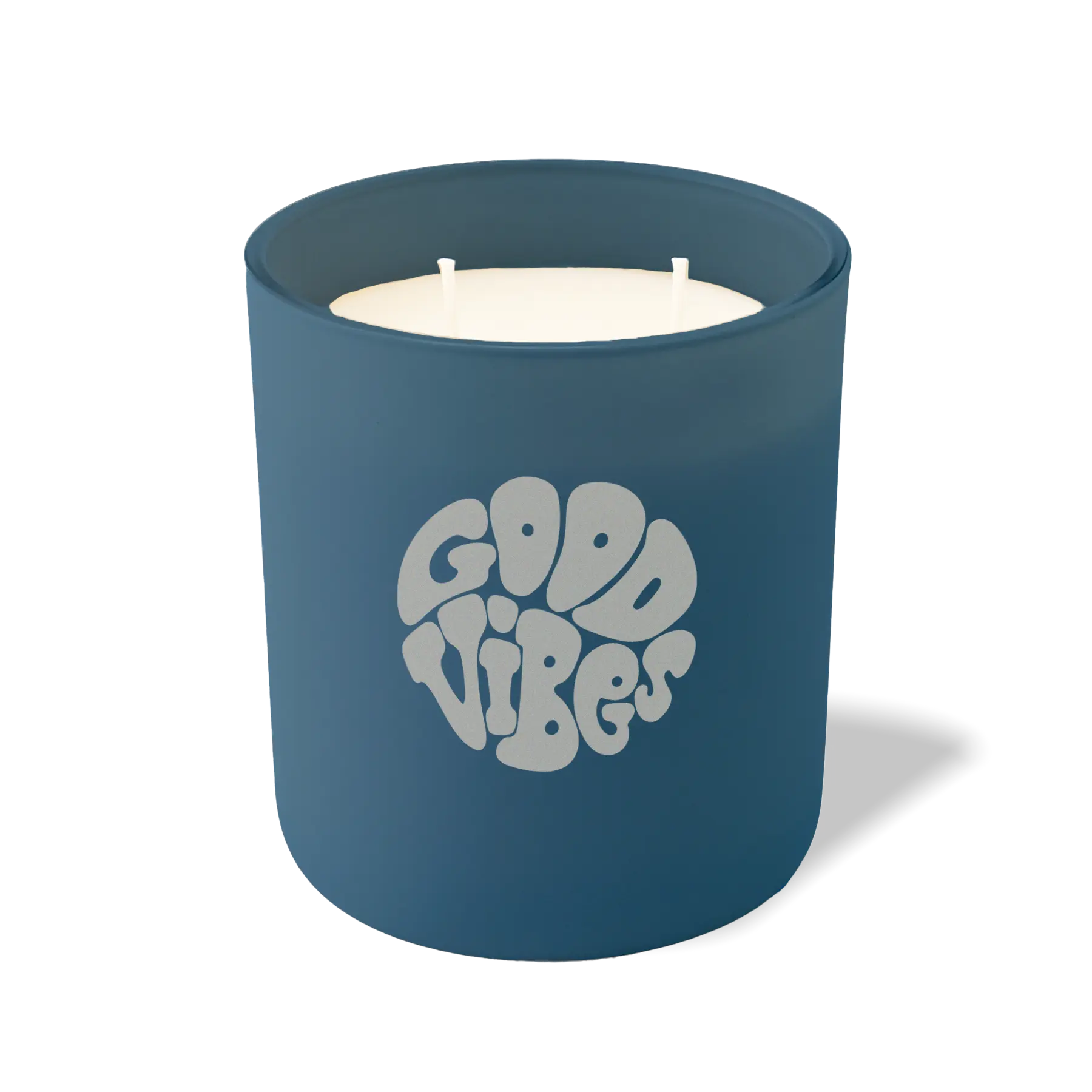 Wild Journey Custom Etched Good Vibes Retro 12 oz Studio Series Candle in Cobalt