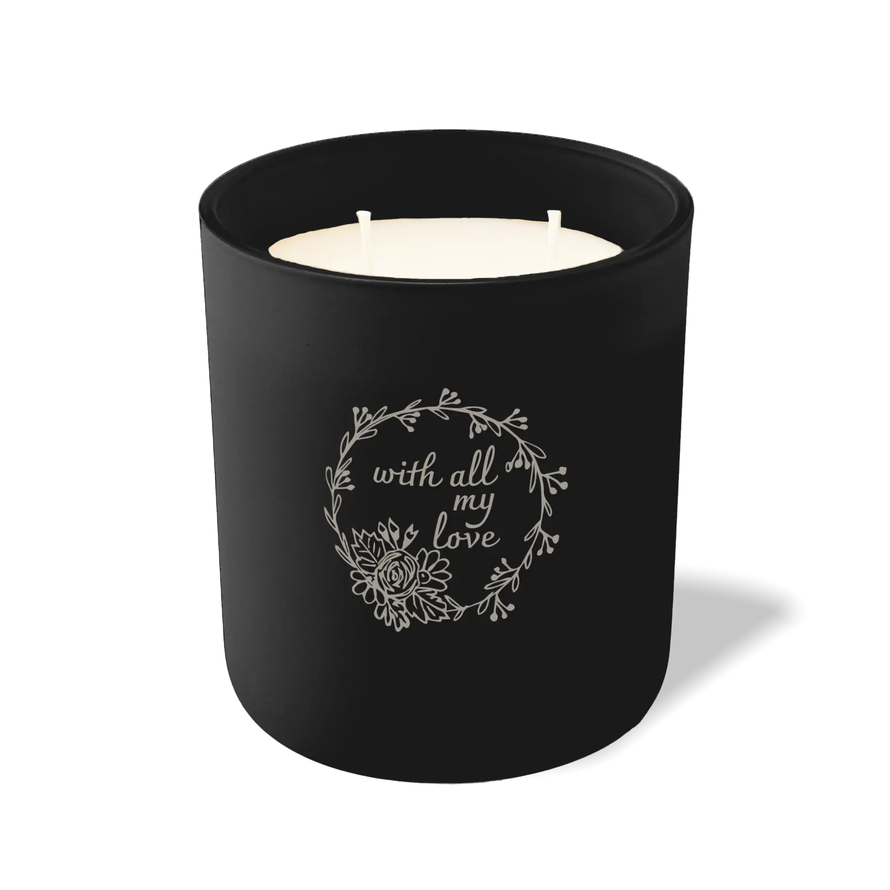 Wild Journey Custom Etched With All My Love Wreath 12 oz Studio Series Candle in Black