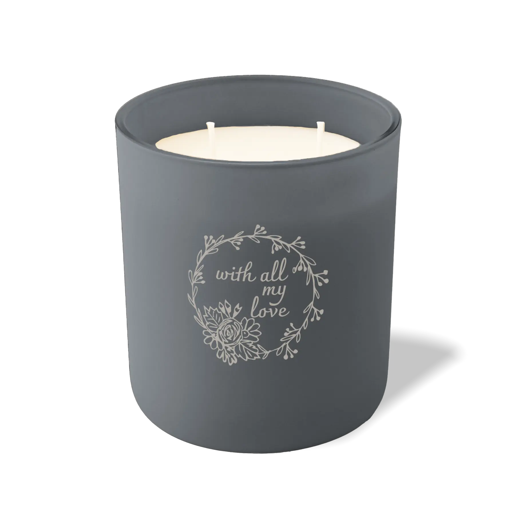 Wild Journey Custom Etched With All My Love Wreath 12 oz Studio Series Candle in Graphite