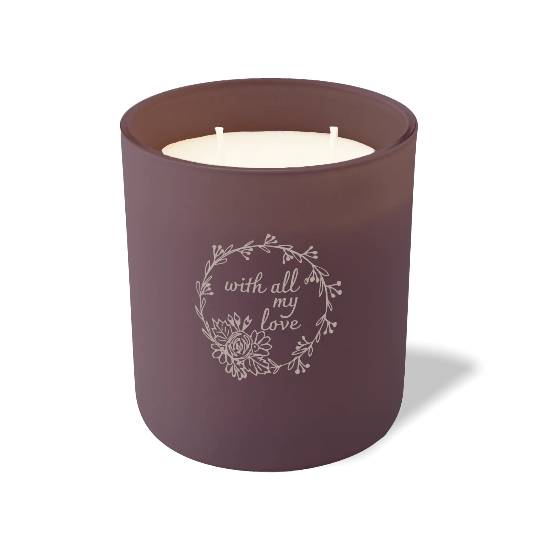 Wild Journey Custom Etched With All My Love Wreath 12 oz Studio Series Candle in Velvet Plum
