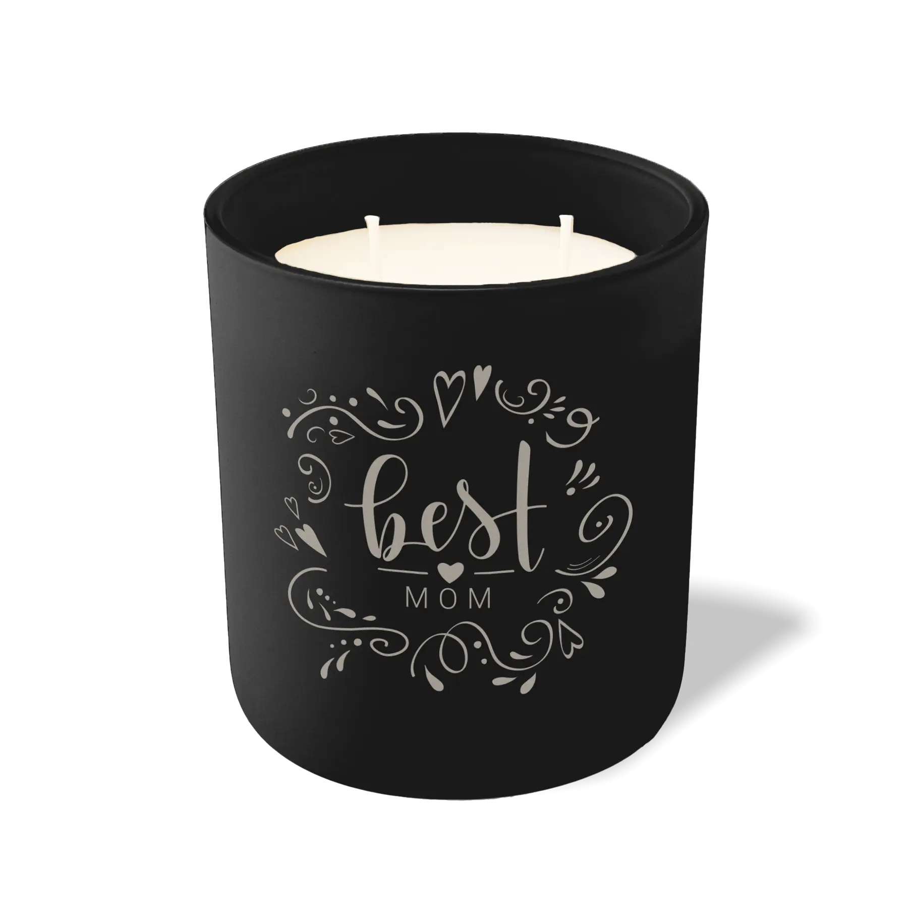 Wild Journey Custom Etched Best Mom Heart Pattern 12 oz Studio Series Candle in Black