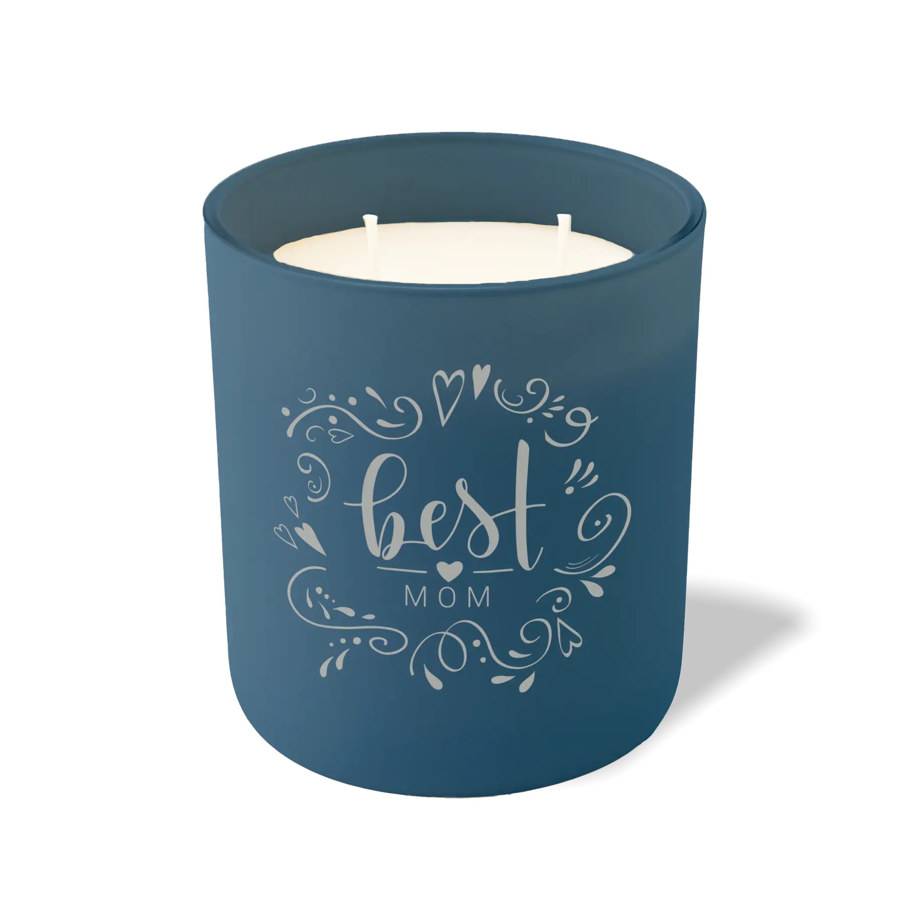 Wild Journey Custom Etched Best Mom Heart Pattern 12 oz Studio Series Candle in Cobalt
