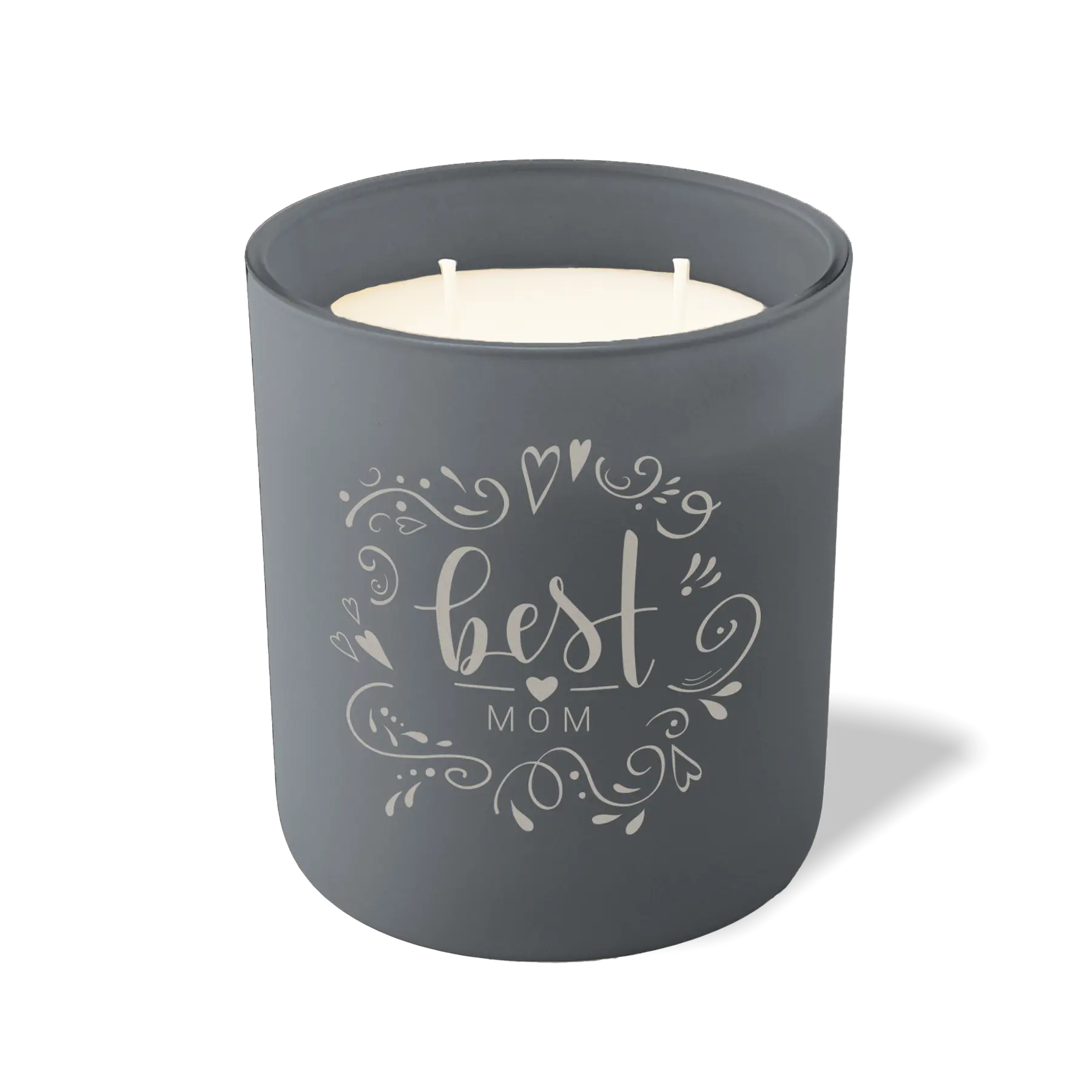 Wild Journey Custom Etched Best Mom Heart Pattern 12 oz Studio Series Candle in Graphite