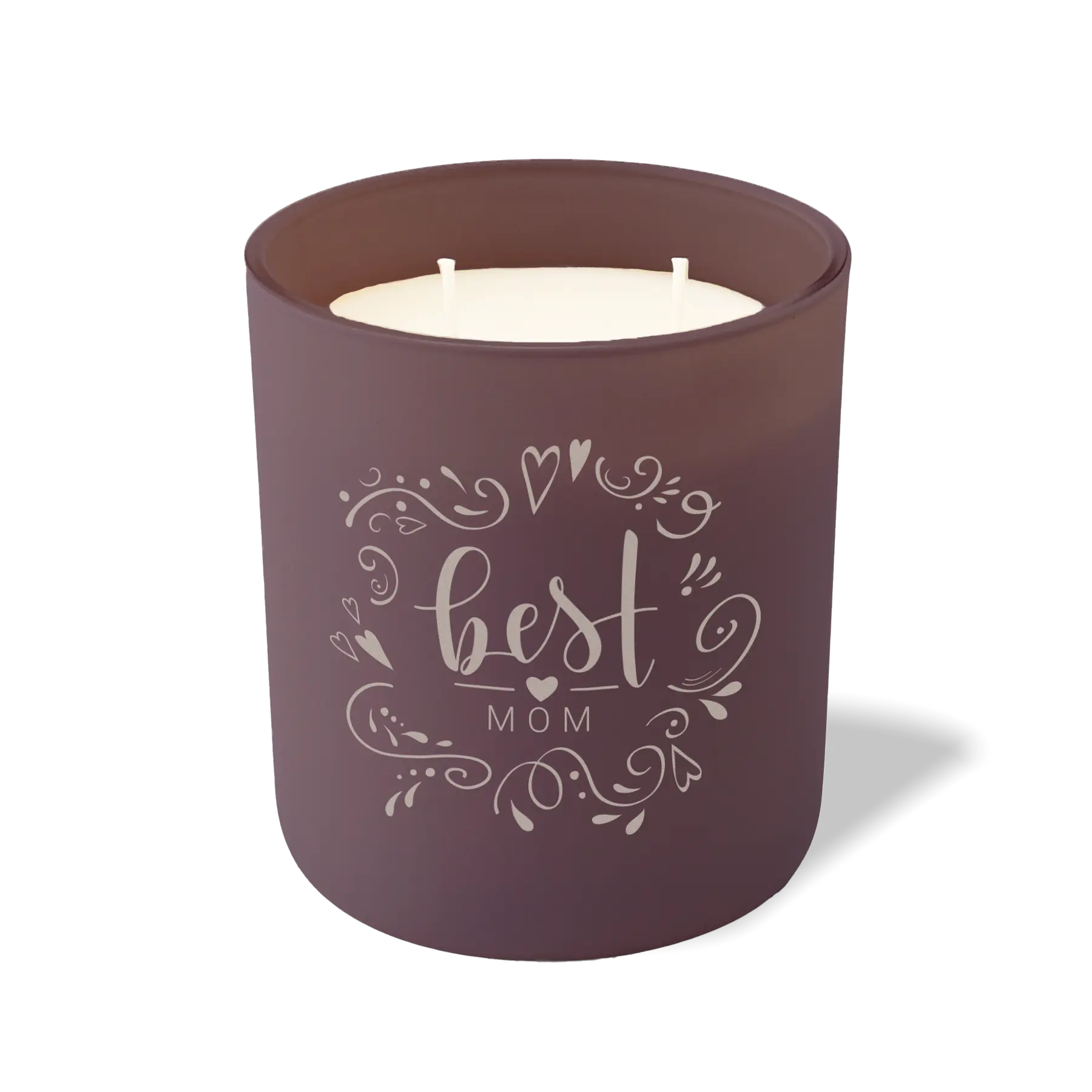 Wild Journey Custom Etched Best Mom Heart Pattern 12 oz Studio Series Candle in Velvet Plum