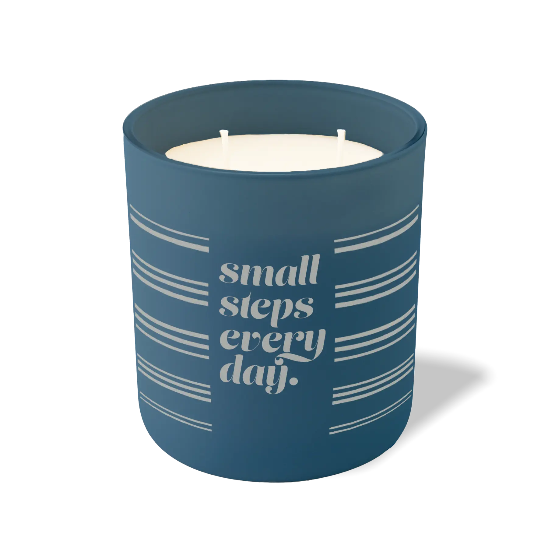 Wild Journey Custom Etched Small Steps Every Day 12 oz Studio Series Candle in Cobalt