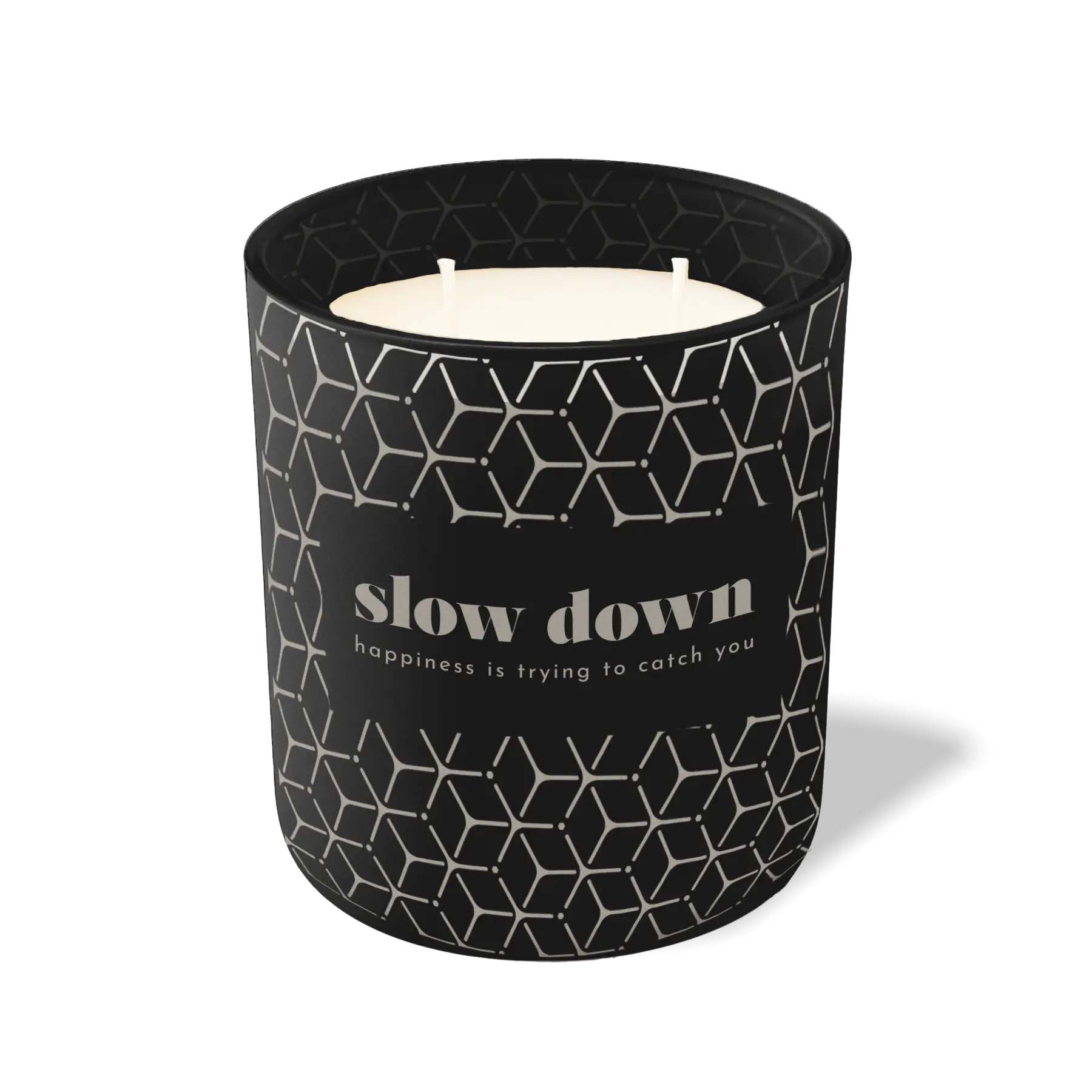 Custom Etched Slow Down Happiness is Trying to Catch You 12 oz Studio Series Candle - Black