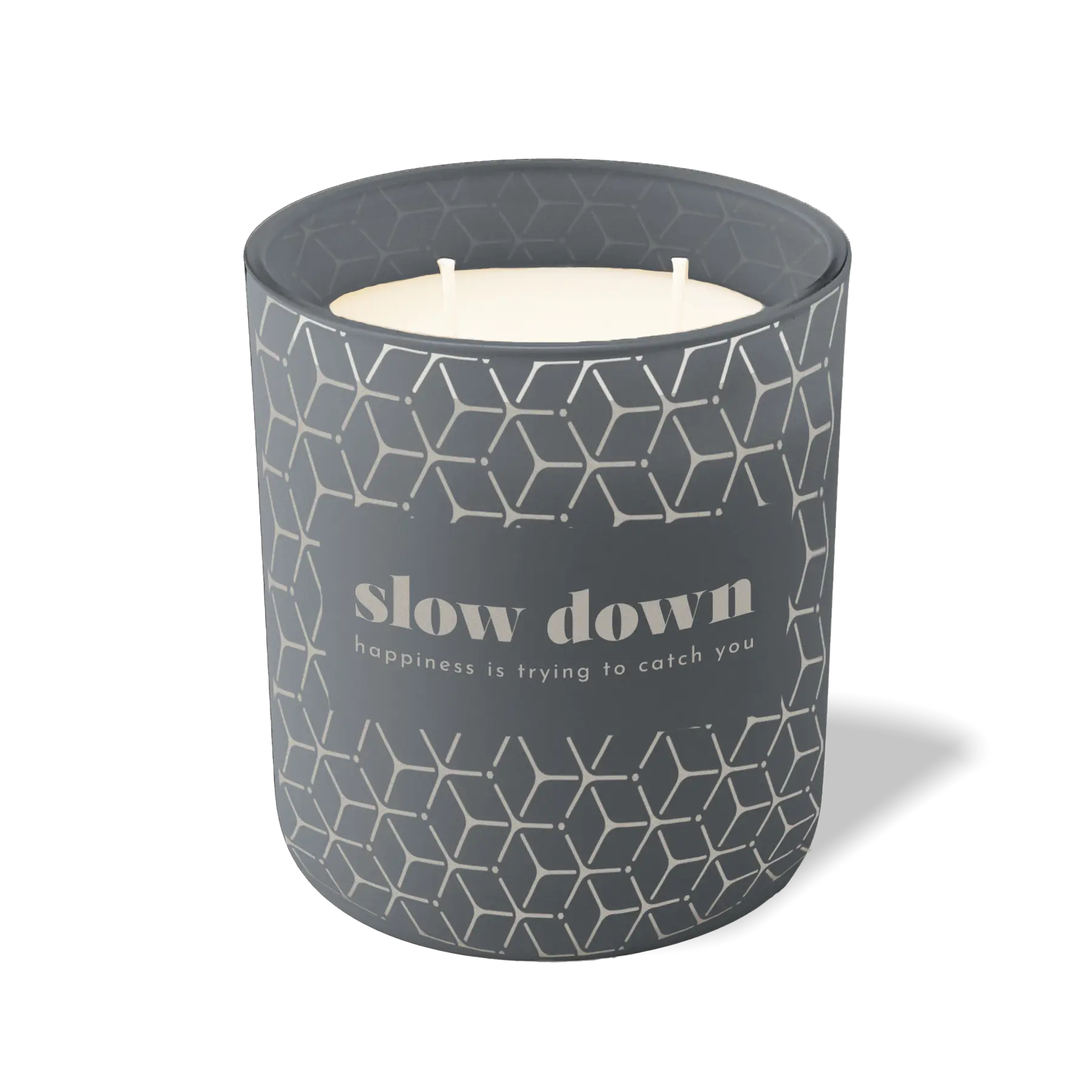 Custom Etched Slow Down Happiness is Trying to Catch You 12 oz Studio Series Candle - Graphite