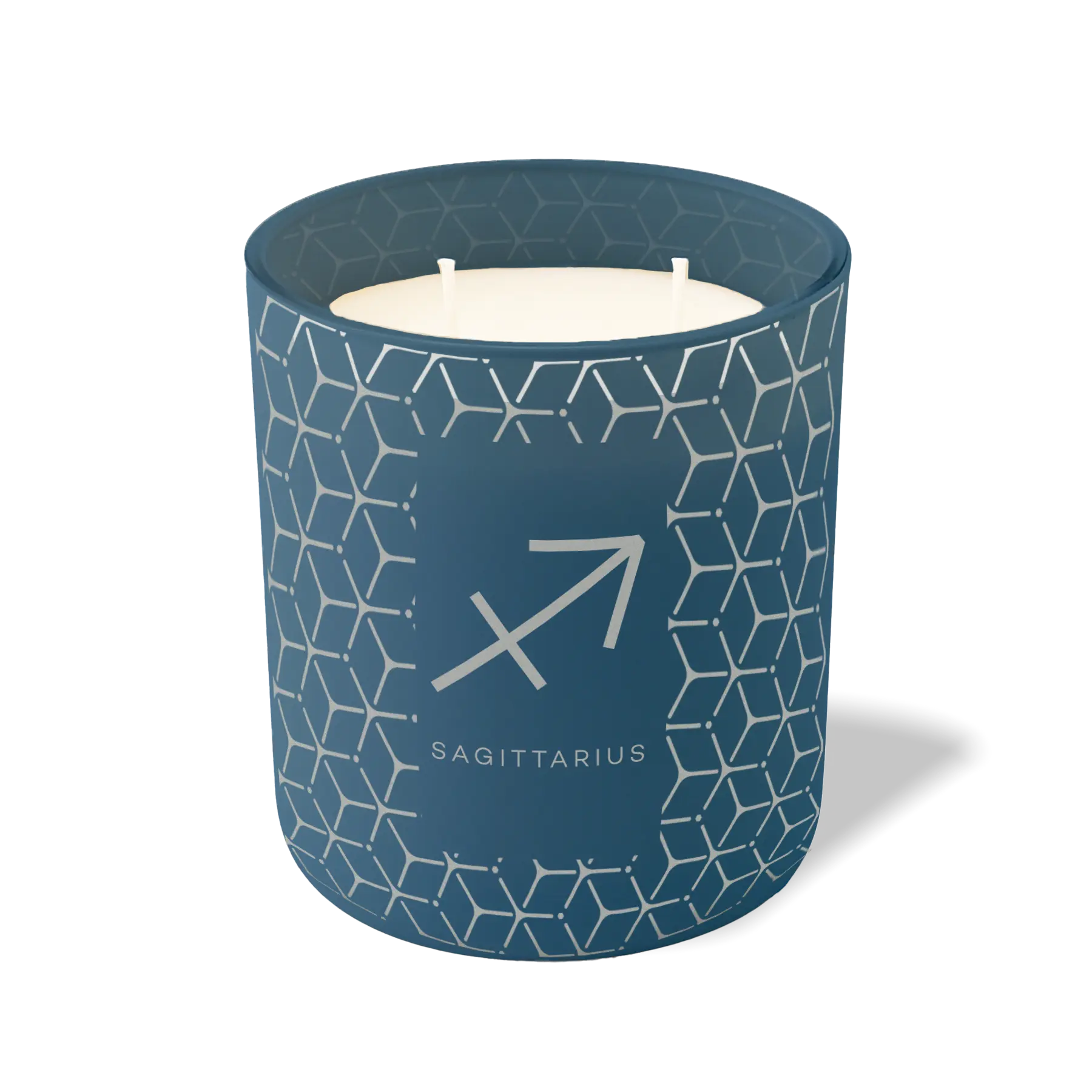 Wild Journey Custom Etched Sagittarius Symbol 12 oz Studio Series Candle in Cobalt