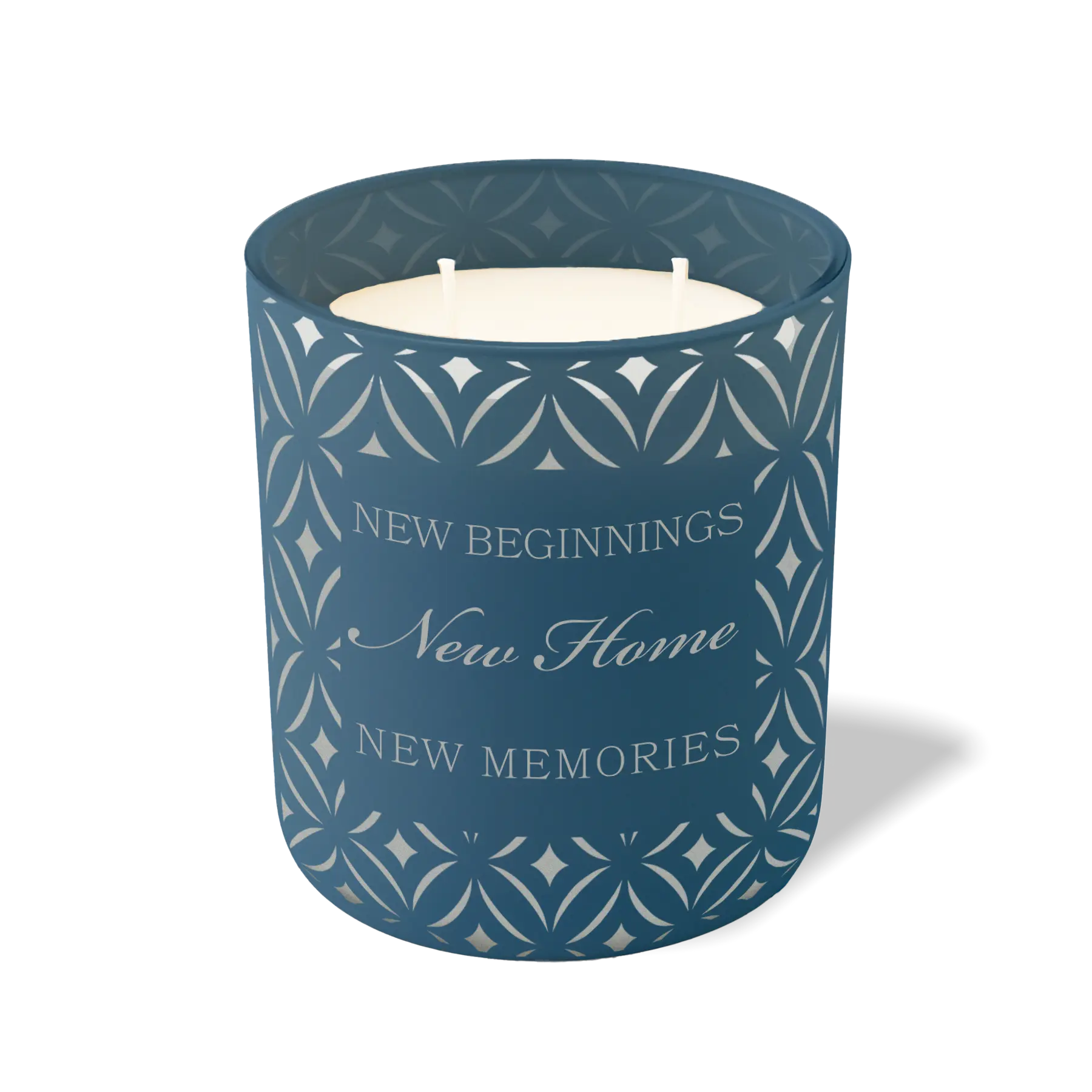 Wild Journey Custom Etched New Beginnings New Home New Memories 12 oz Studio Series Candle in Cobalt