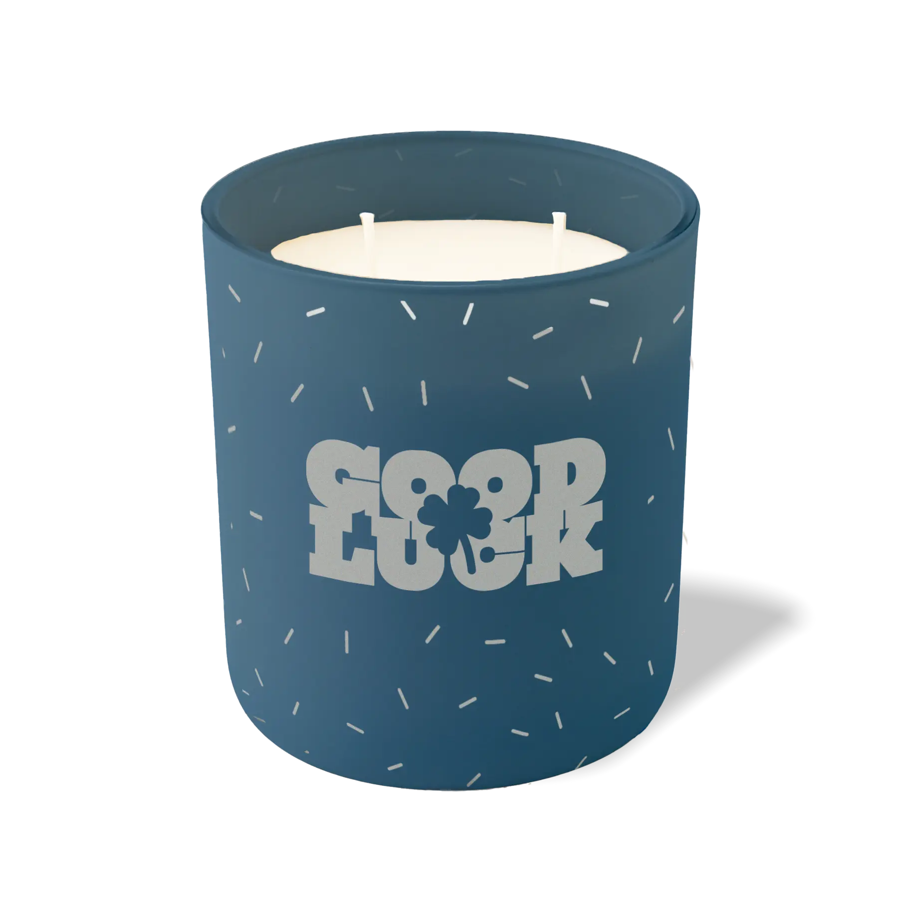 Wild Journey Custom Etched Good Luck Shamrock 12 oz Studio Series Candle in Cobalt