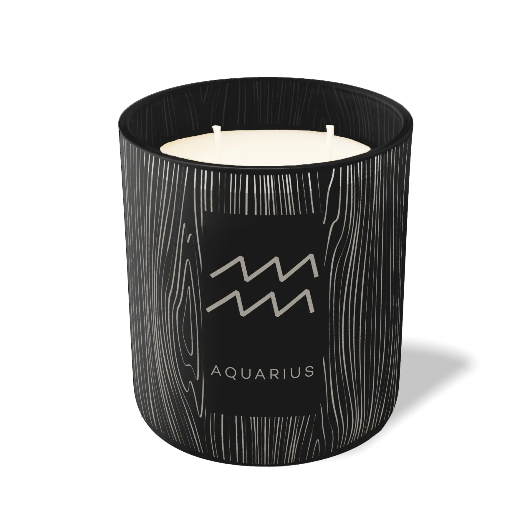 Custom Etched Aquarius Symbol 12 oz Studio Series Candle - Black