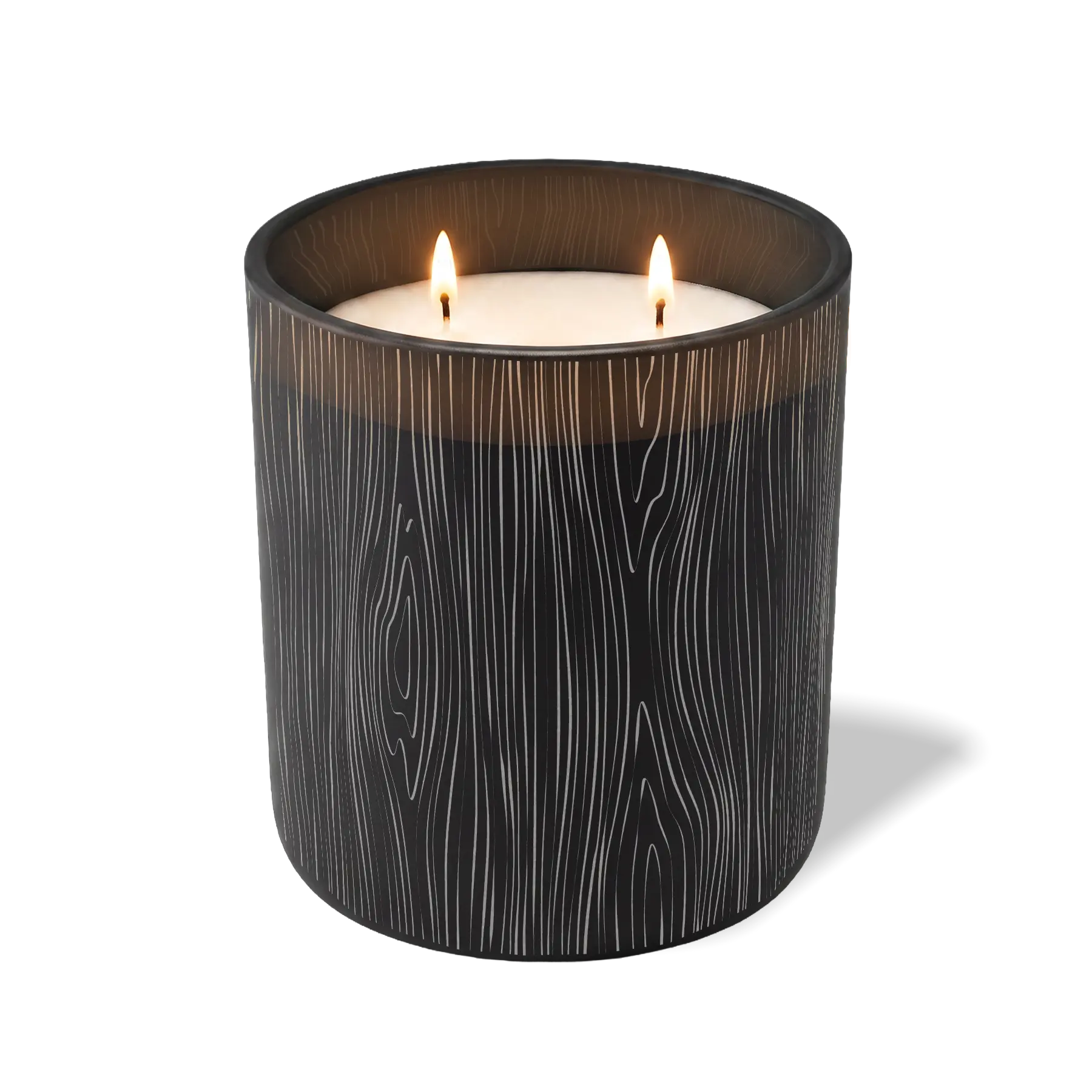 Custom Etched Wood Grain - 12 oz Candle Black
