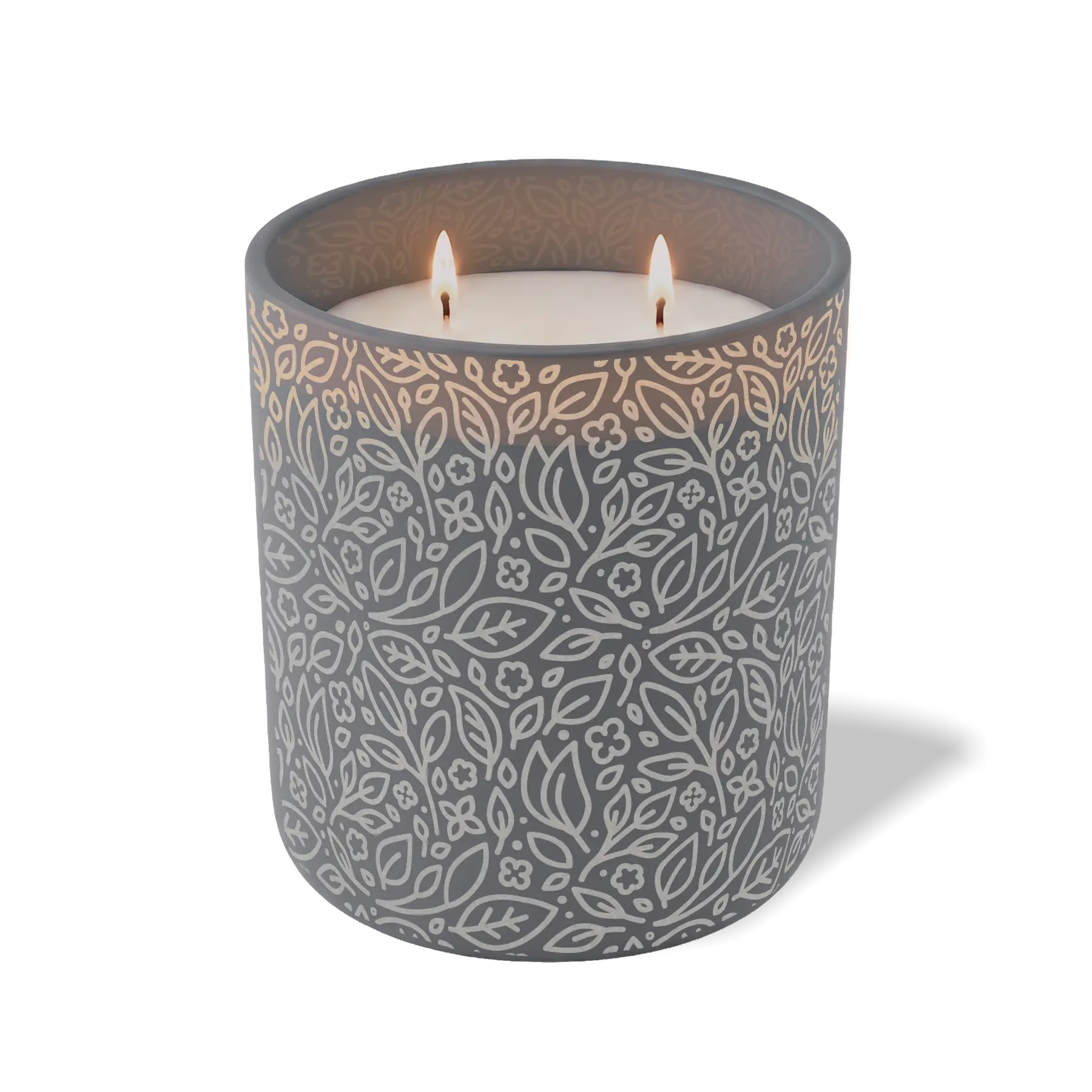 Custom Etched Floral - 12 oz Candle Graphite