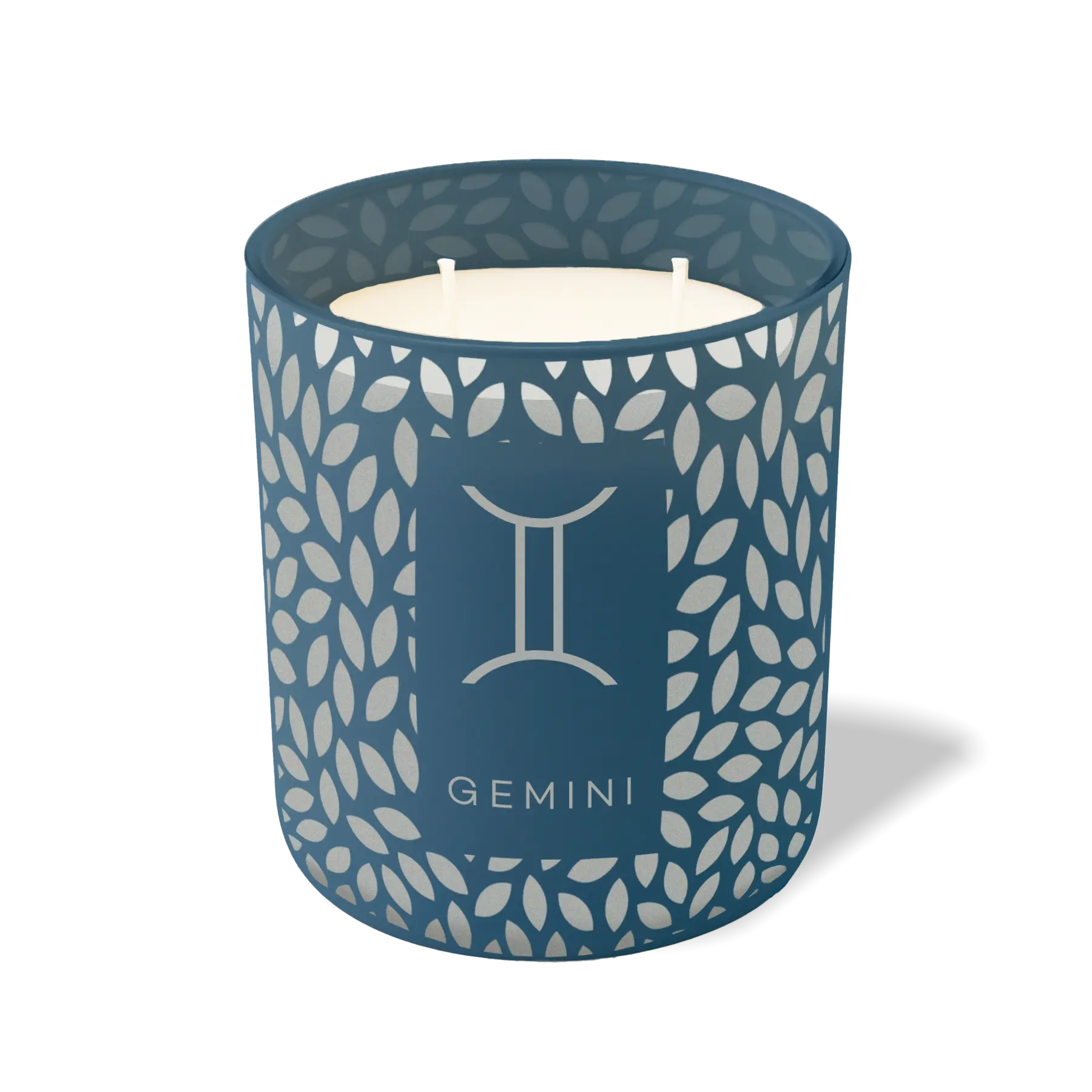 Wild Journey Custom Etched Gemini Symbol 12 oz Studio Series Candle in Cobalt