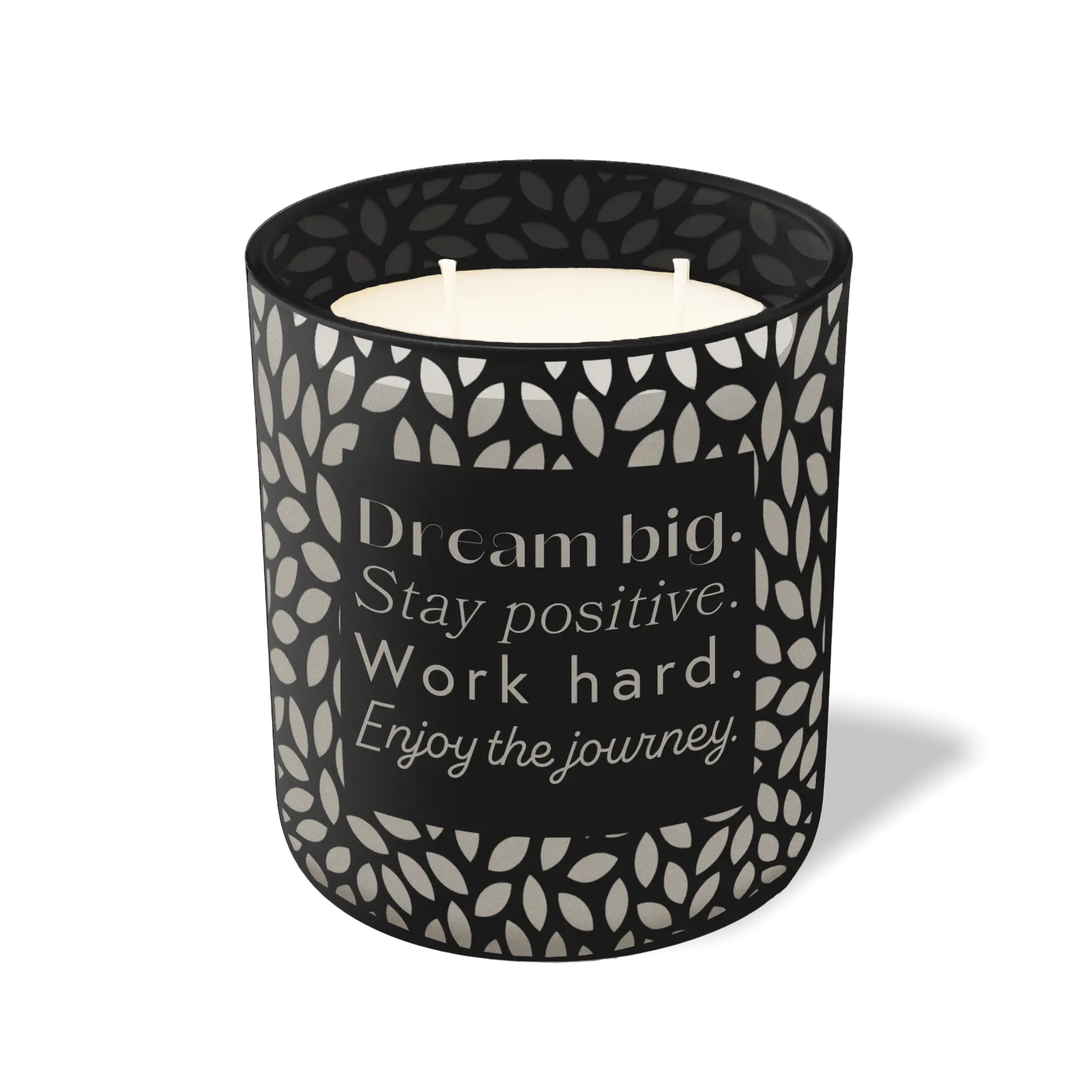 Wild Journey Custom Etched Dream Big Stay Positive Work Hard Enjoy the Journey 12 oz Studio Series Candle in Black